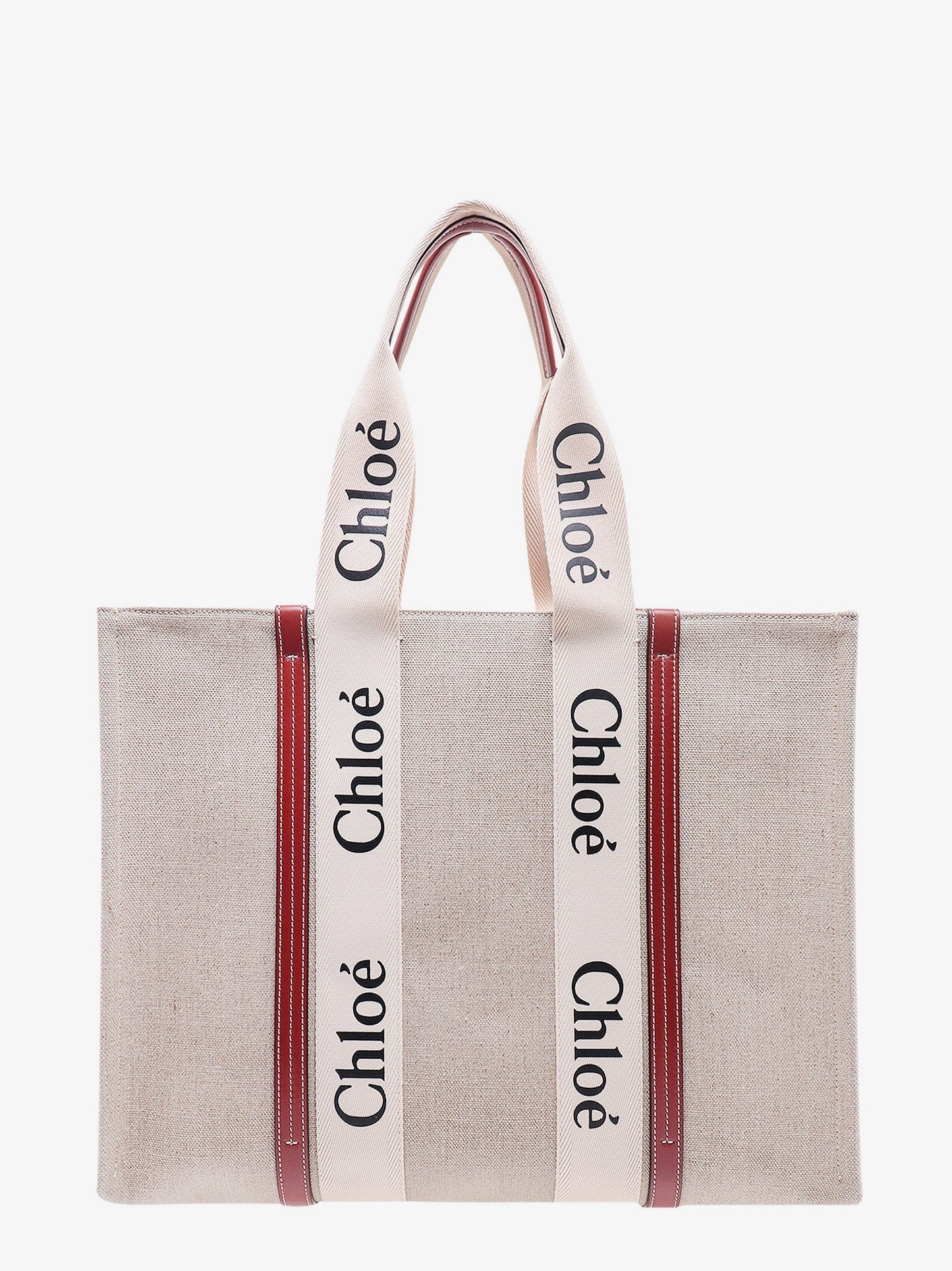 Chloe' Linen Shoulder Bag With Logo Print. This Bag Is Made With Lower Environmental Impact Material