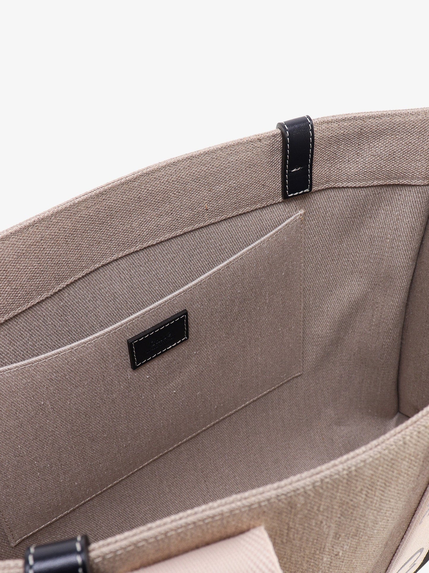 Chloe' Linen Shoulder Bag With Logo Print. This Bag Is Made With Lower Environmental Impact Material