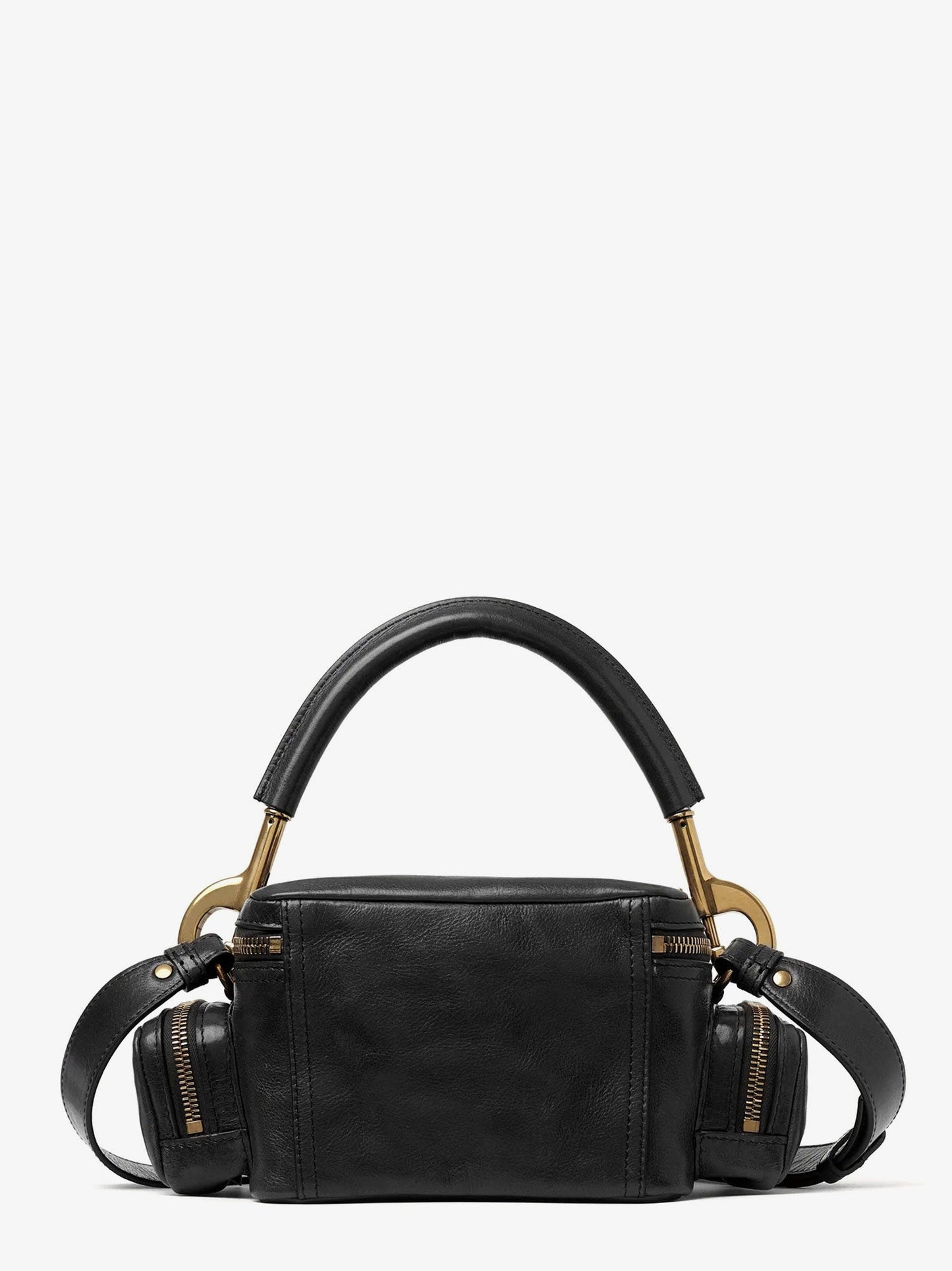 Chloe' Small Double Carry Leather Bag With Multipocket Detail