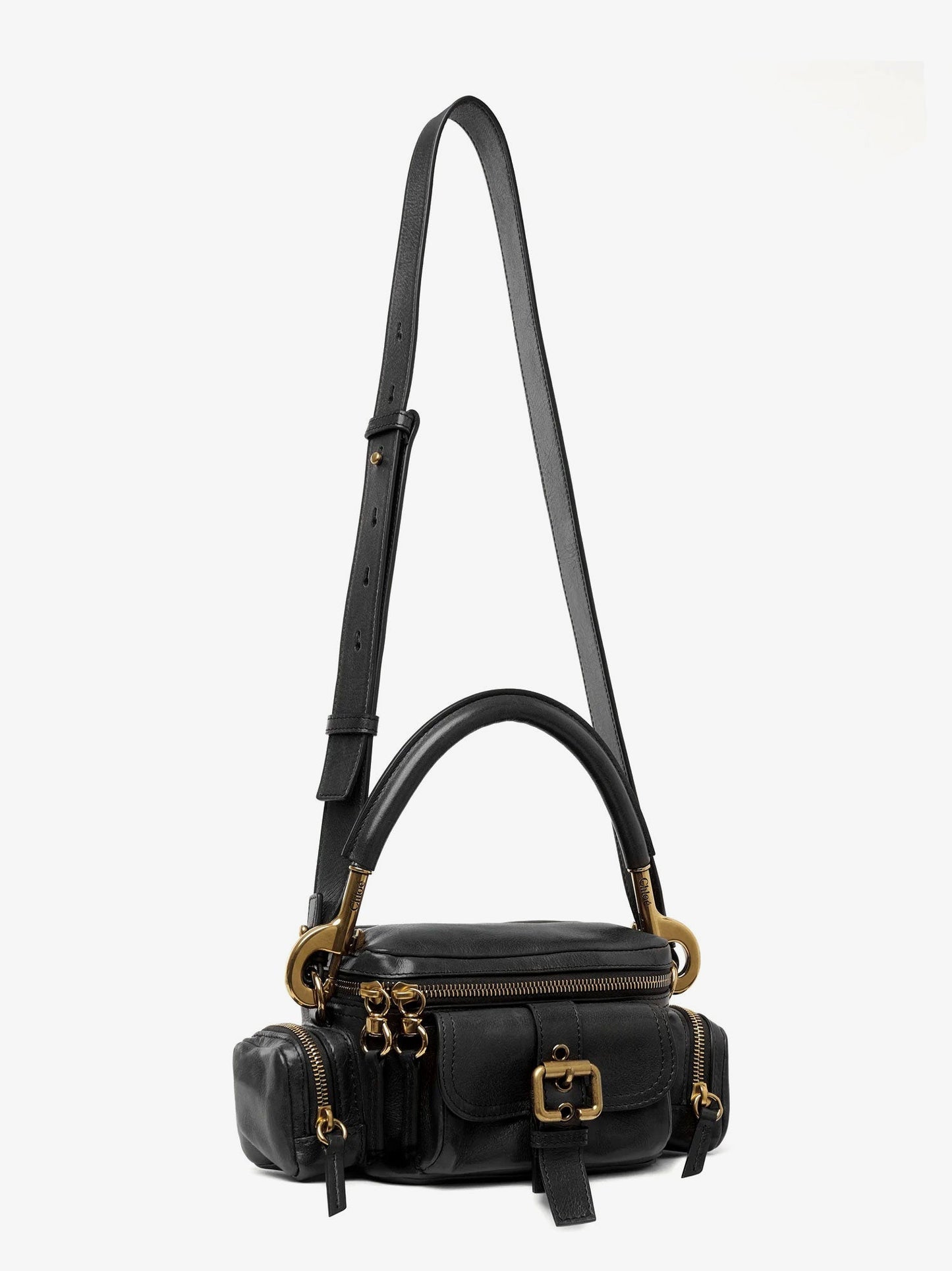 Chloe' Small Double Carry Leather Bag With Multipocket Detail