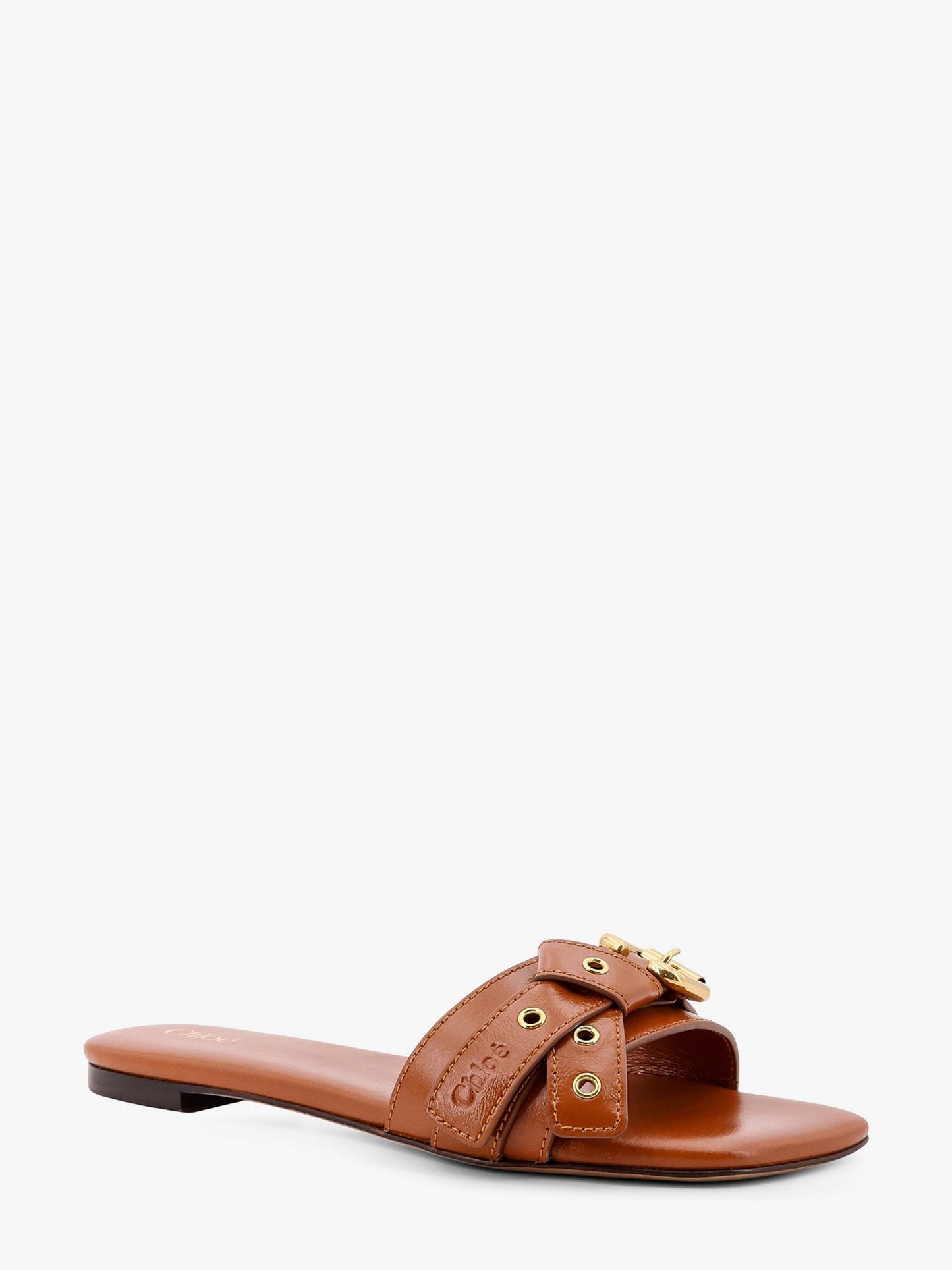Chloe' Leather Sandals With Engraved Logo