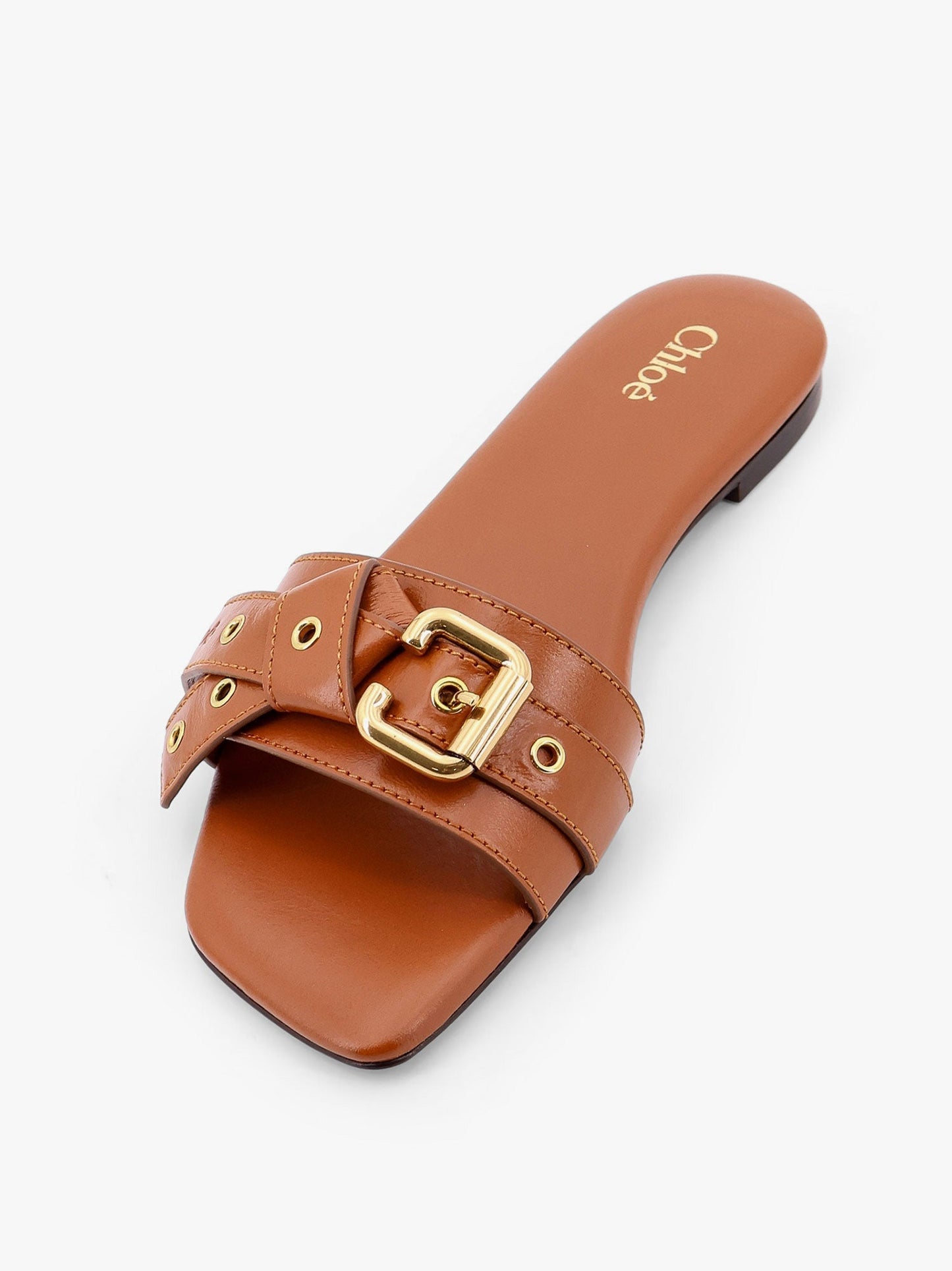 Chloe' Leather Sandals With Engraved Logo