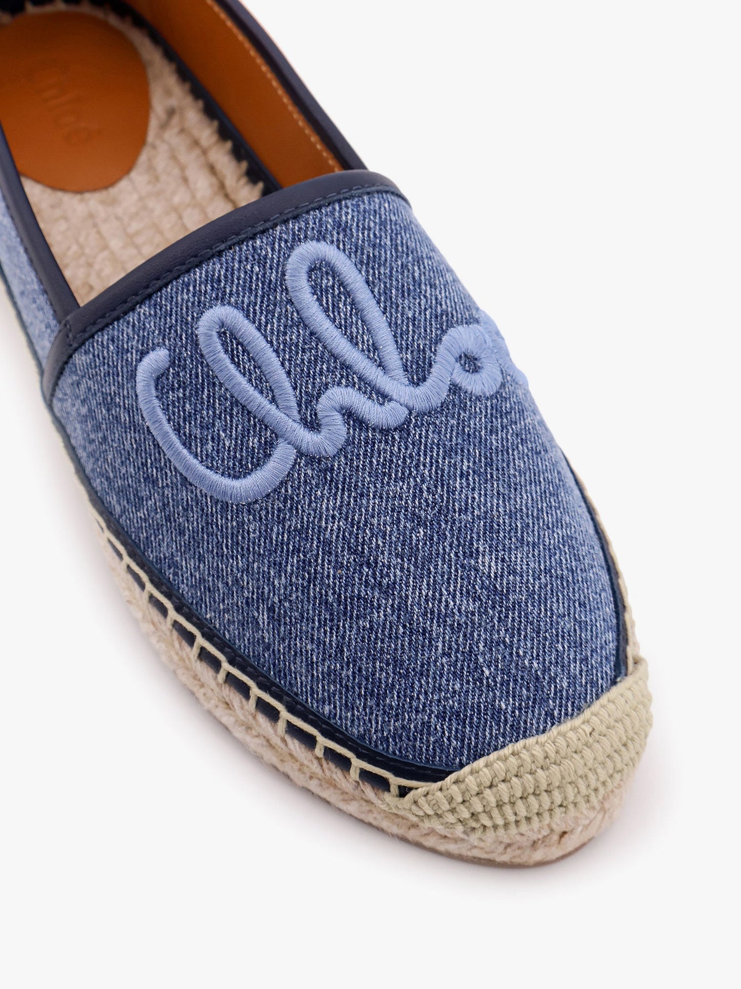 Chloe' Denim Espadrillas With Embroidered Logo