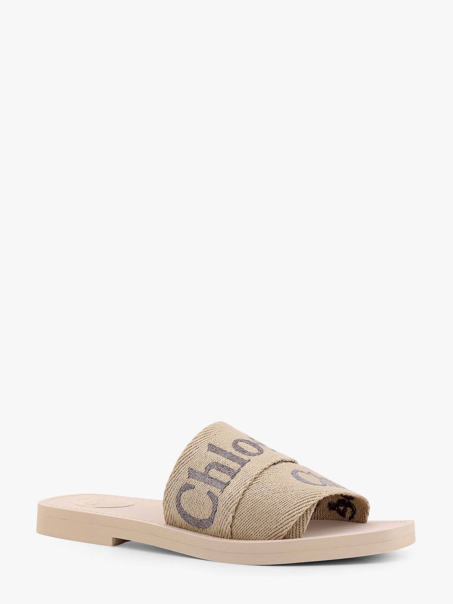Chloe' Woody Linen Sandals With Chloé Embroidery