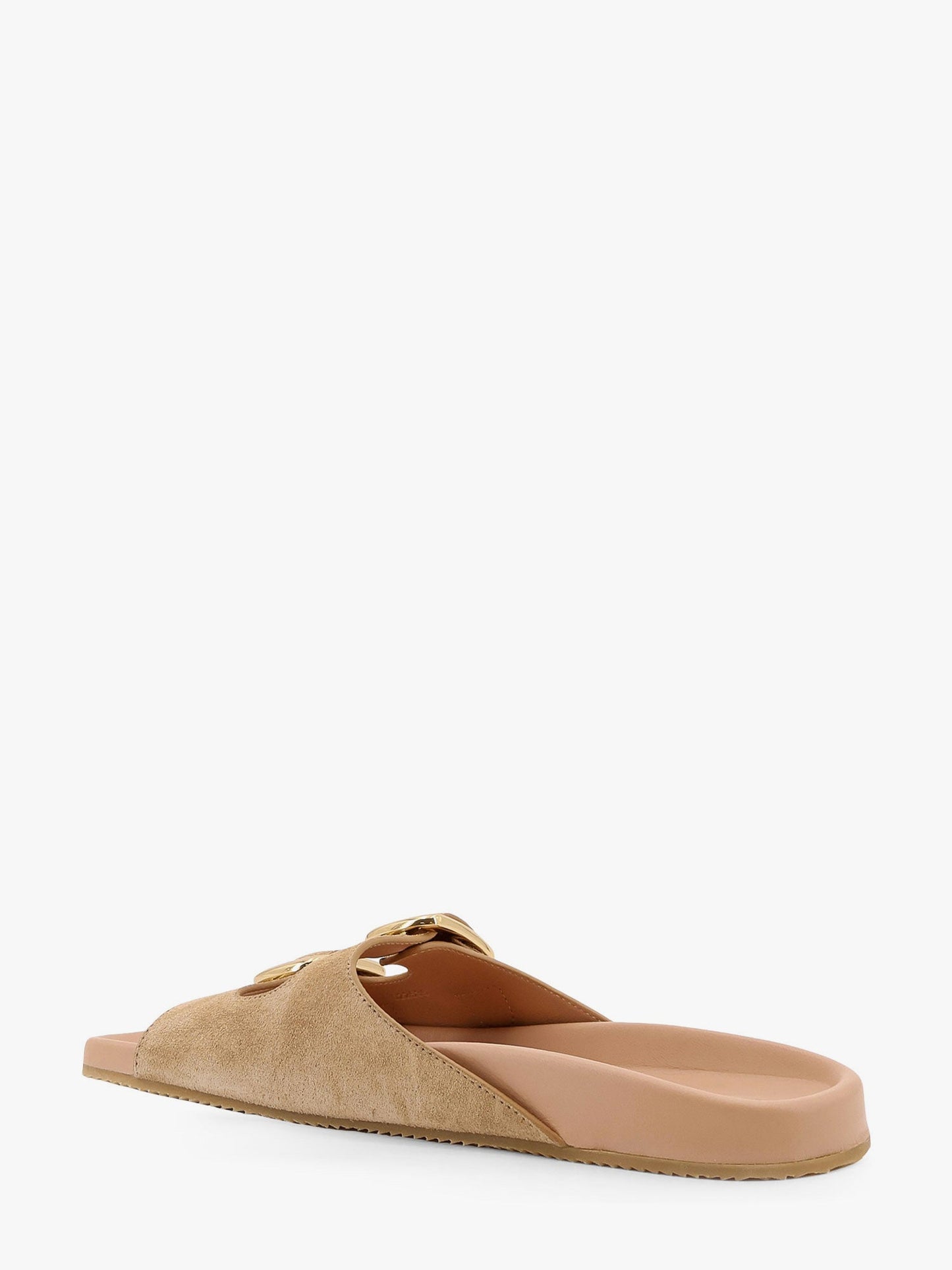 Chloe' Polly Suede Sandals With Gold Metal Buckles