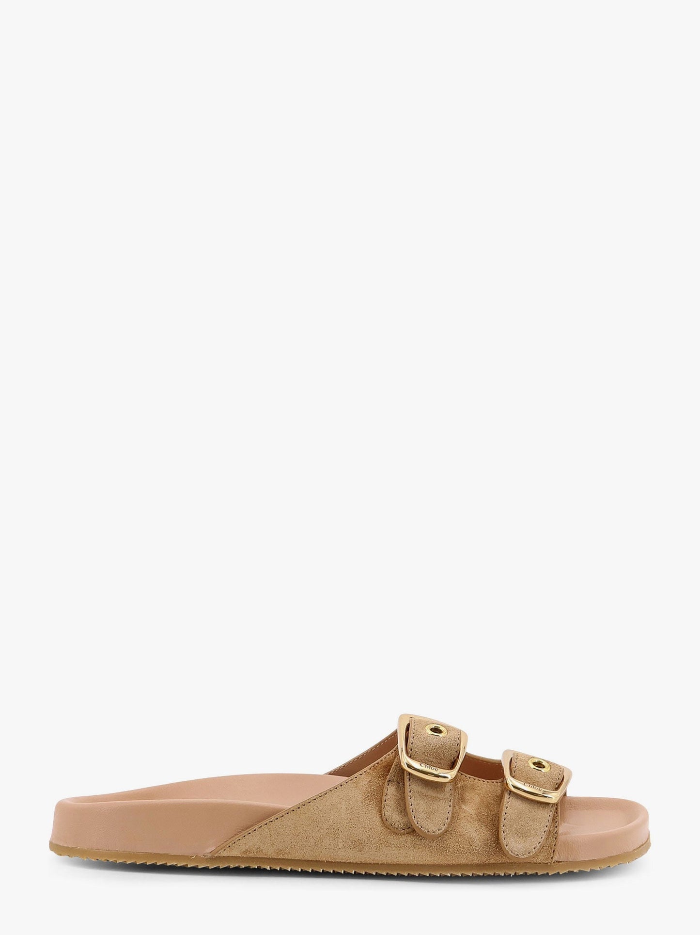 Chloe' Polly Suede Sandals With Gold Metal Buckles