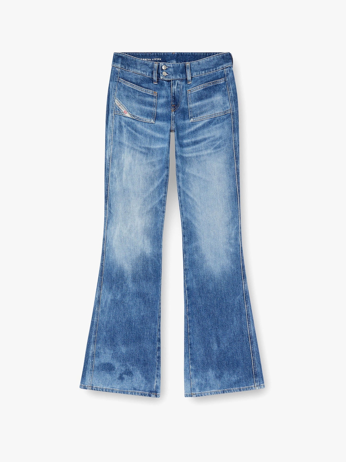 Diesel D Hush Partially Organic Cotton Flared Jeans With Back Logo Patch