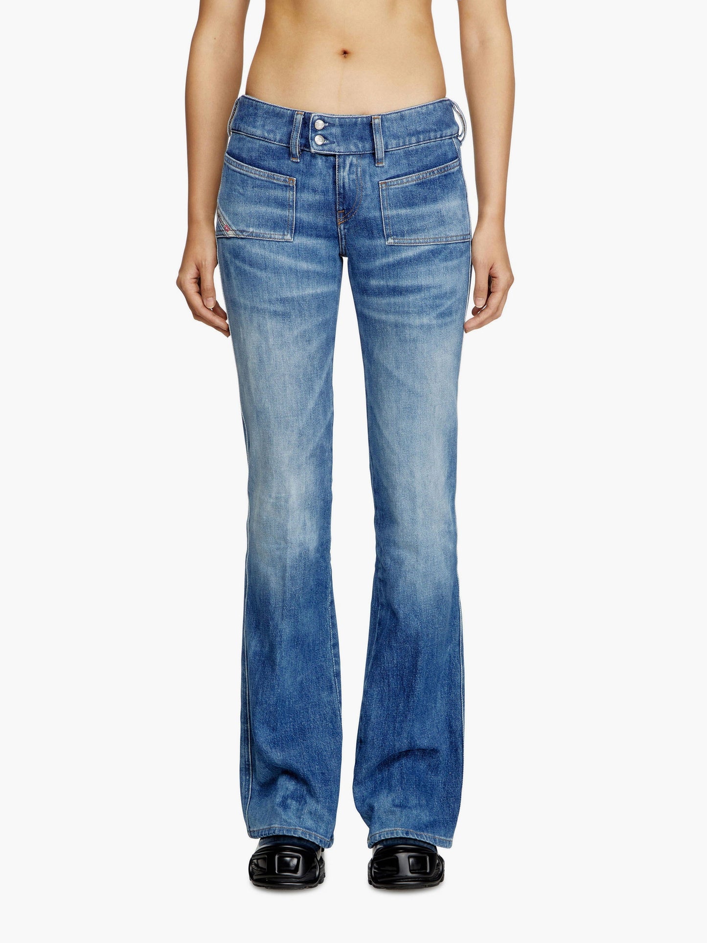 Diesel D Hush Partially Organic Cotton Flared Jeans With Back Logo Patch