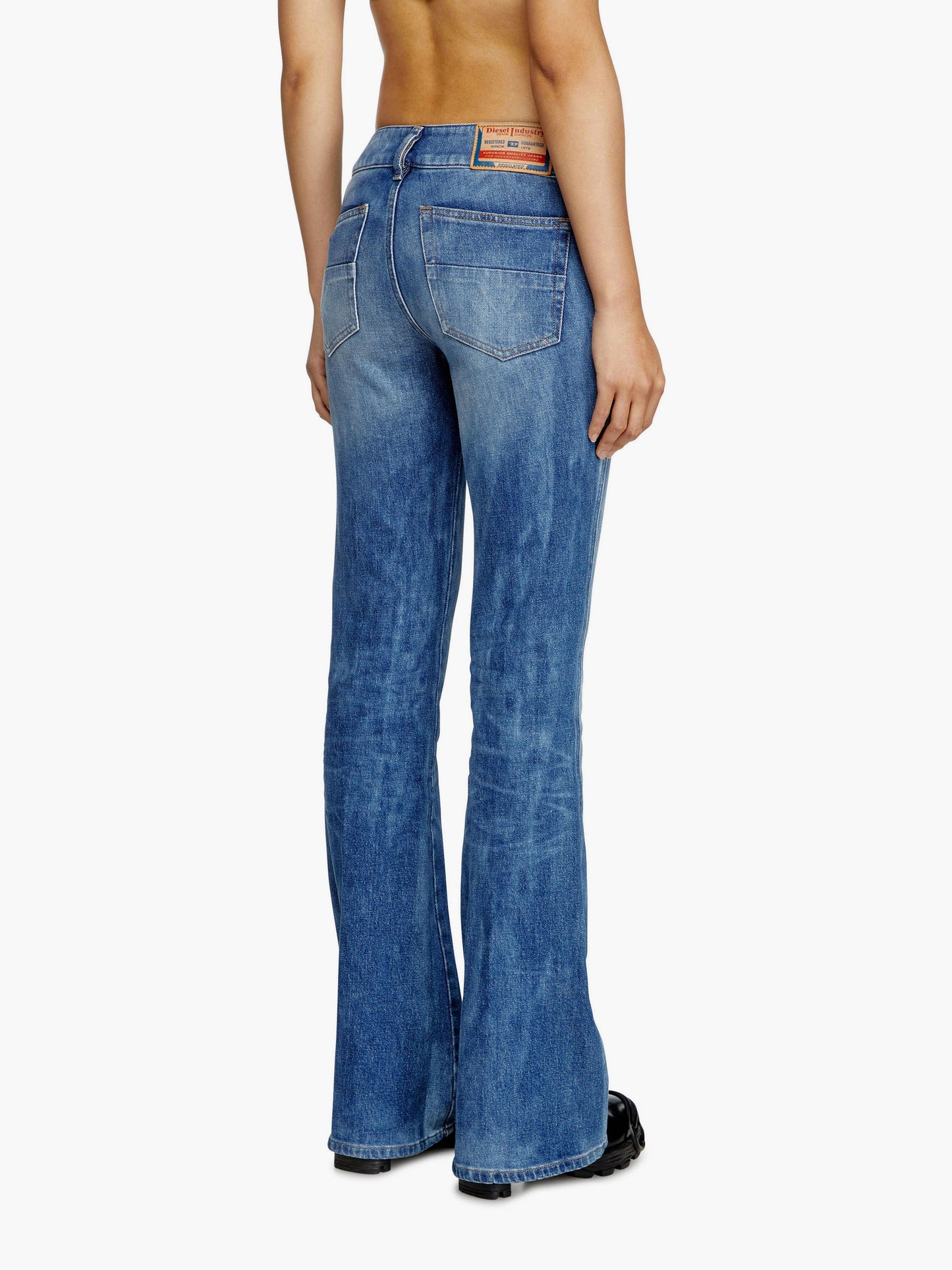Diesel D Hush Partially Organic Cotton Flared Jeans With Back Logo Patch