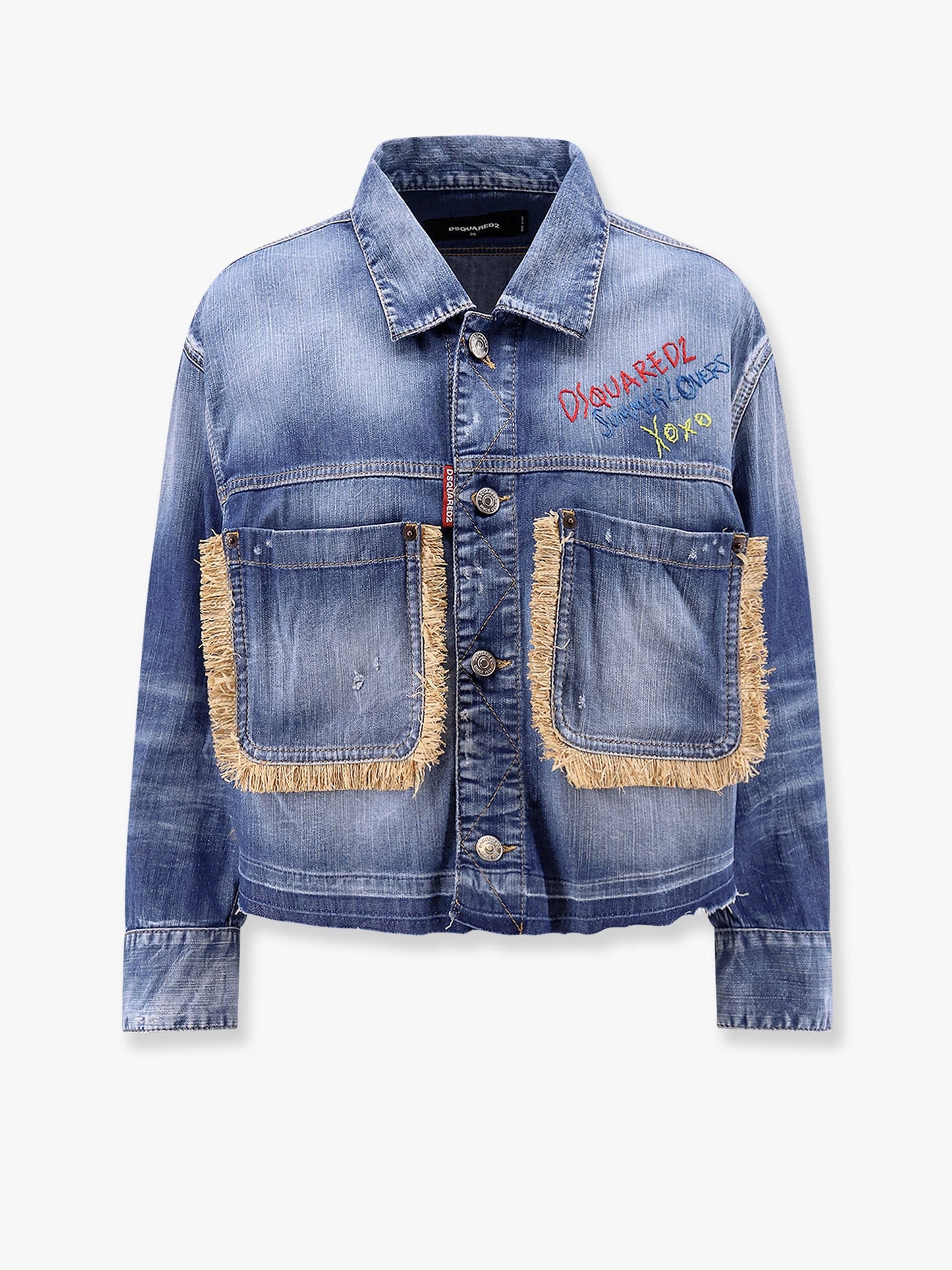 Dsquared2 Dsquared2 Summer Lovers Denim Jacket With Rafia Profiles