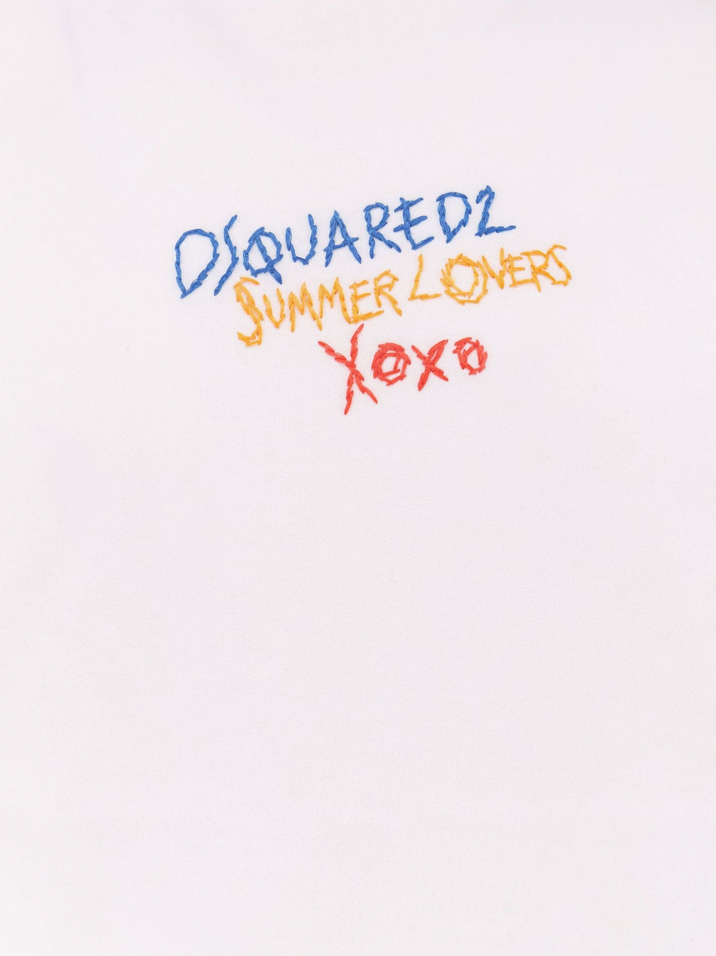 Dsquared2 Dsquared2 Summer Lovers Cotton T Shirt With Multicolor Embroidery