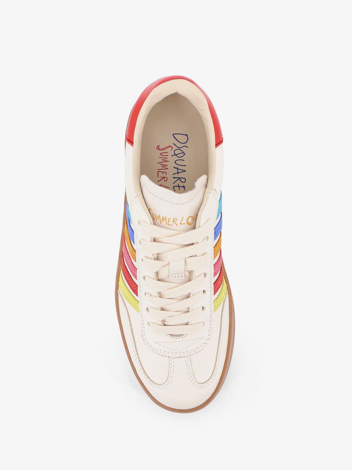 Dsquared2 Boxer Dsquared2 Summer Lovers Leather Sneakers With Multicolor Stripes