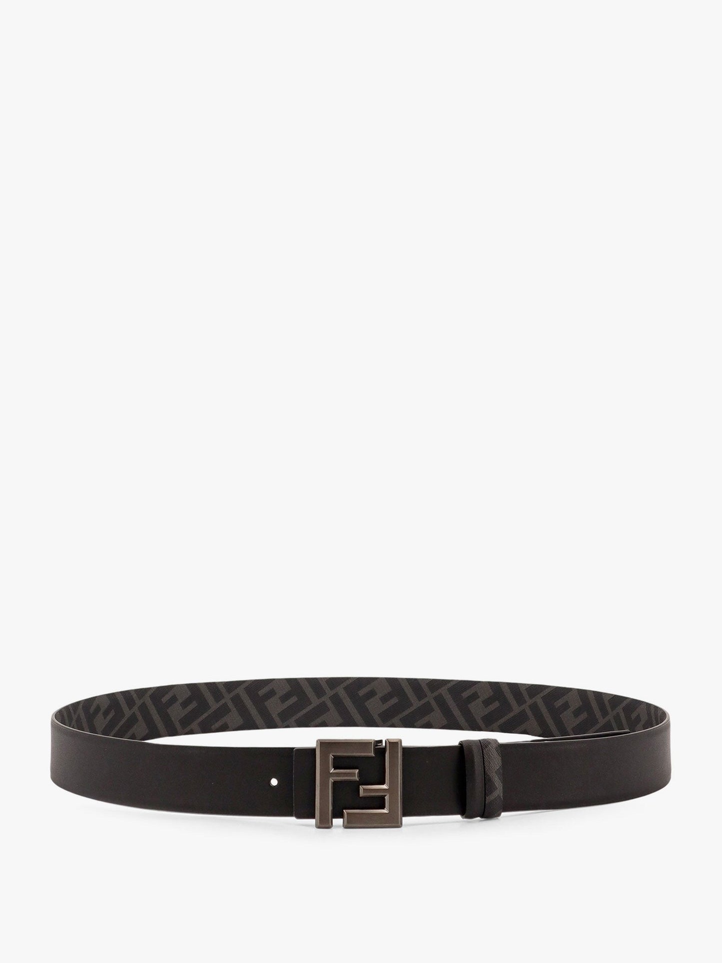 Fendi Reversible Leather And Ff Fabric Belt