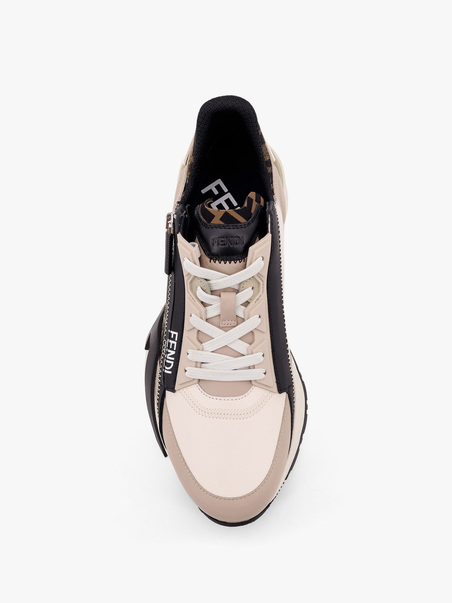 Fendi Fendi Flow Leather Sneakers With Ff Motif