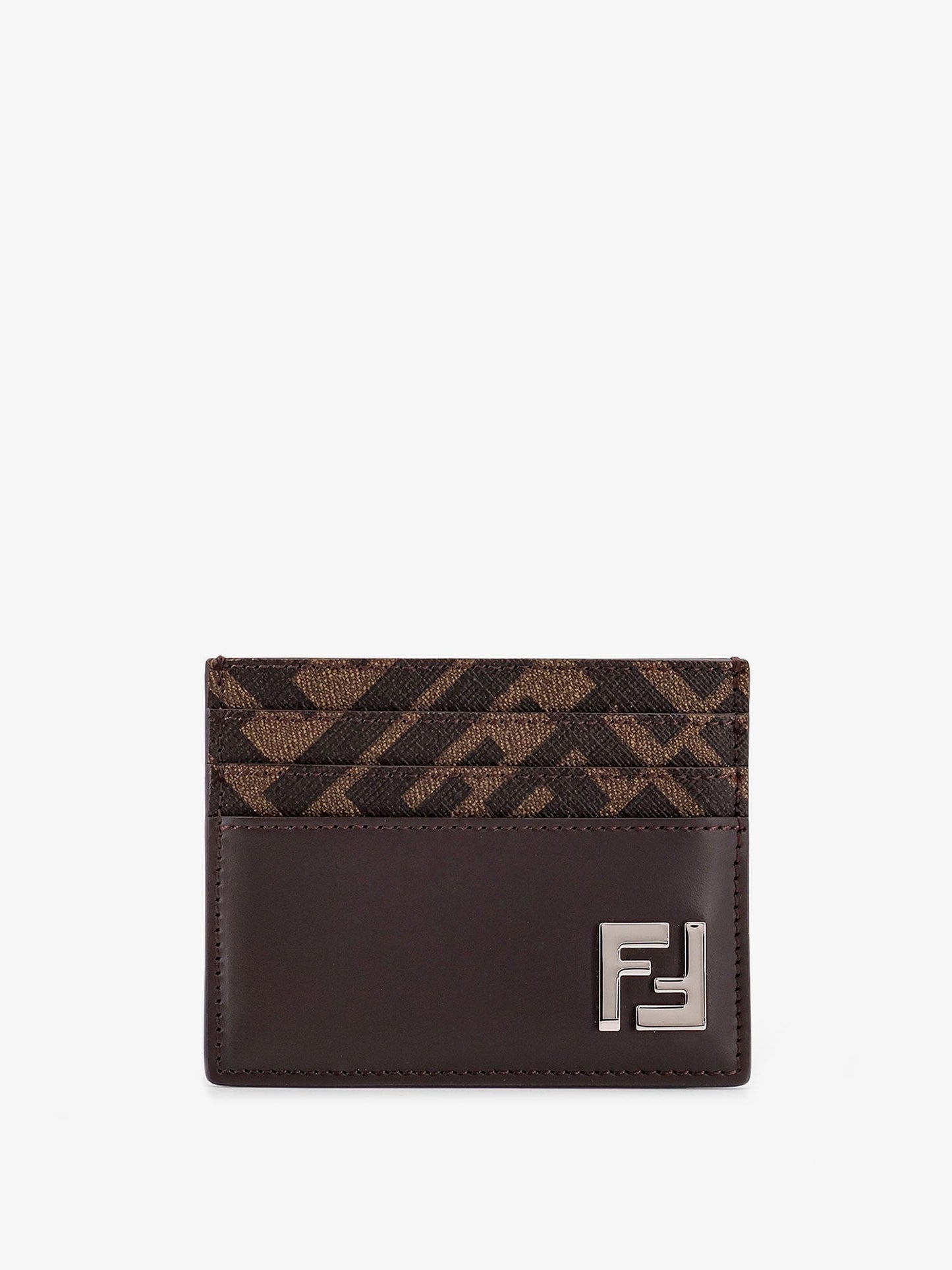 Fendi Ff Fabric And Leather Card Holder