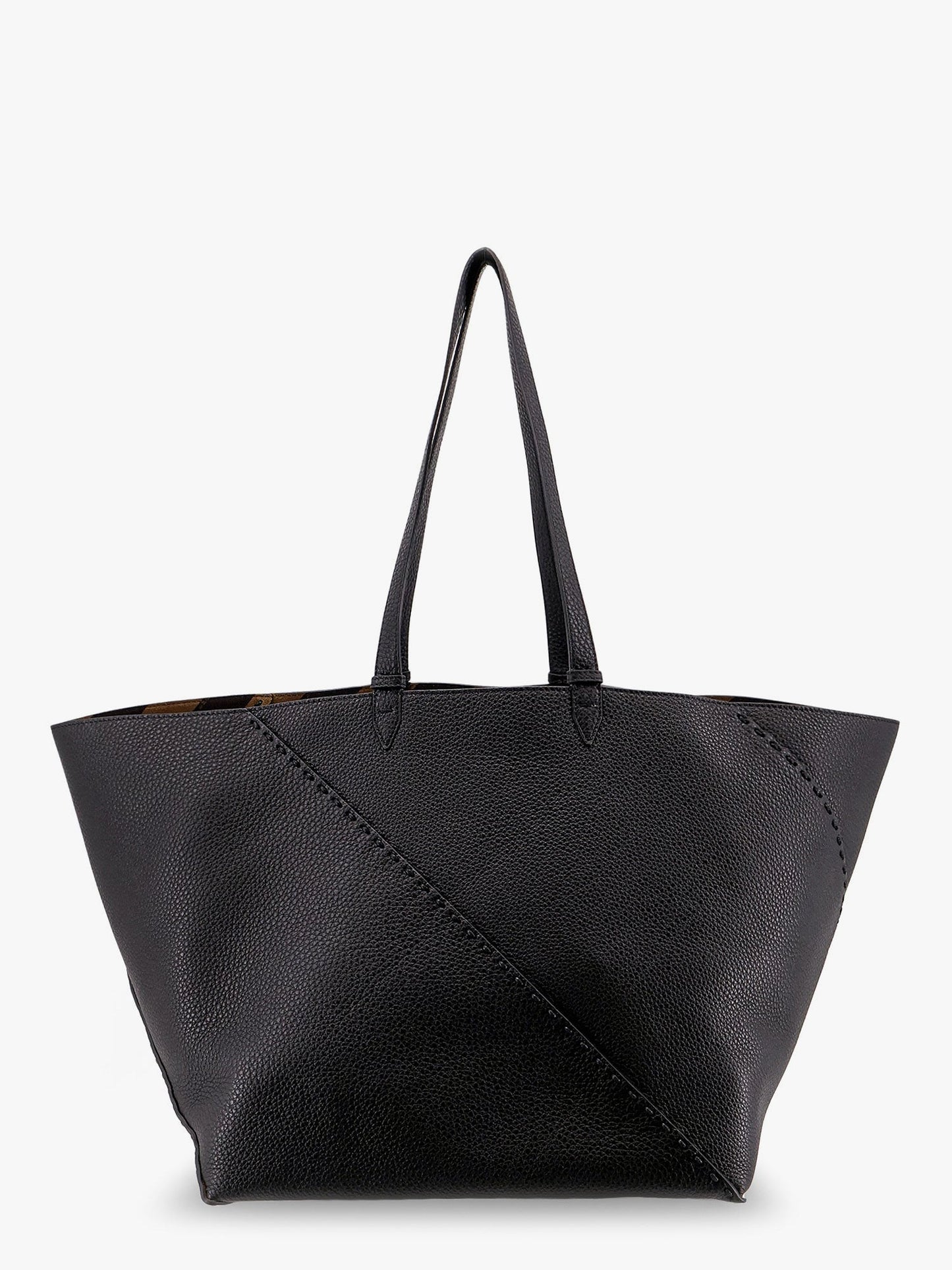 Fendi Diagonal Selleria Large Leather Shopping Bag