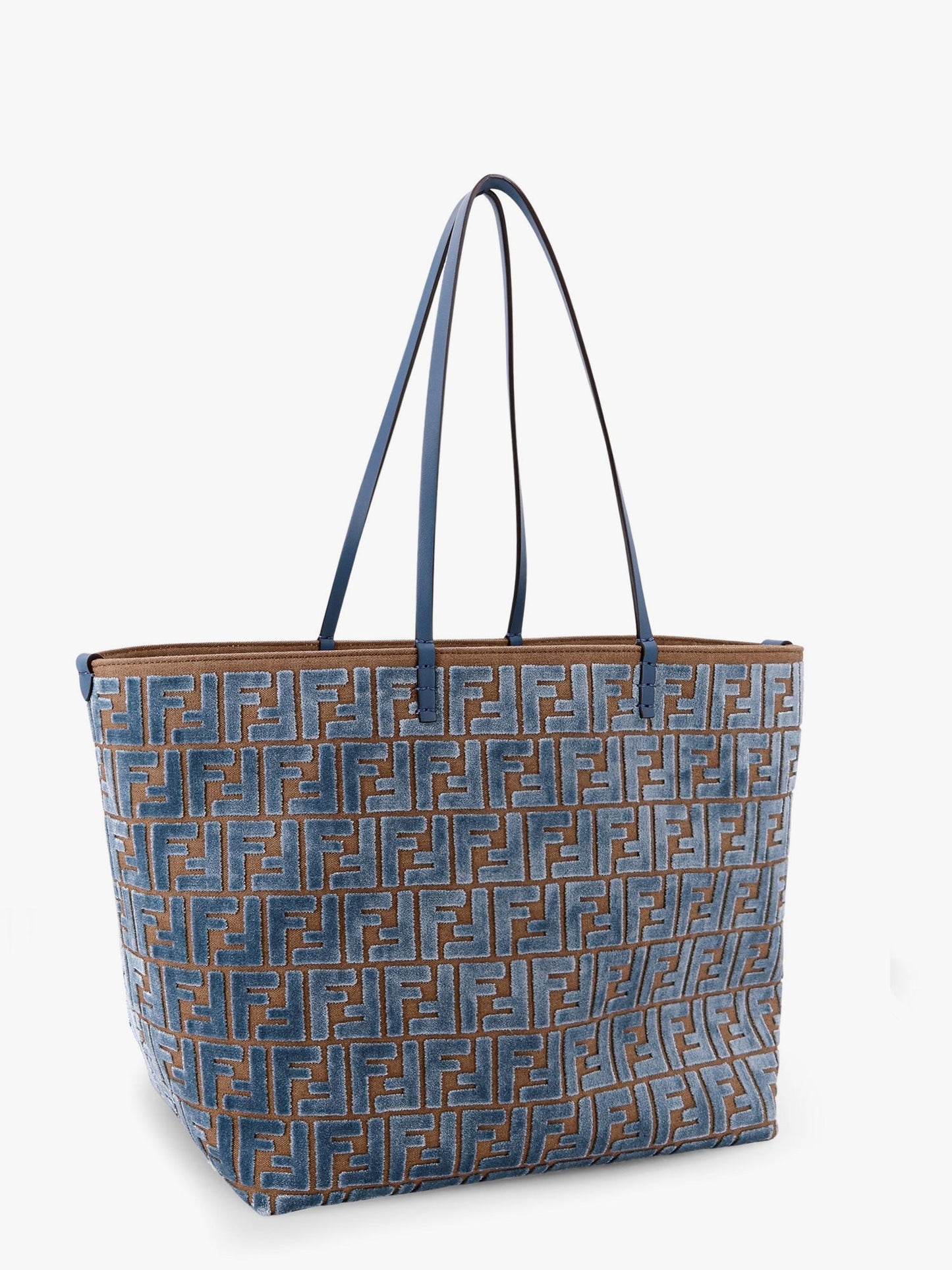 Fendi Roll Large Ff Jacquard Velvet Shopping Bag
