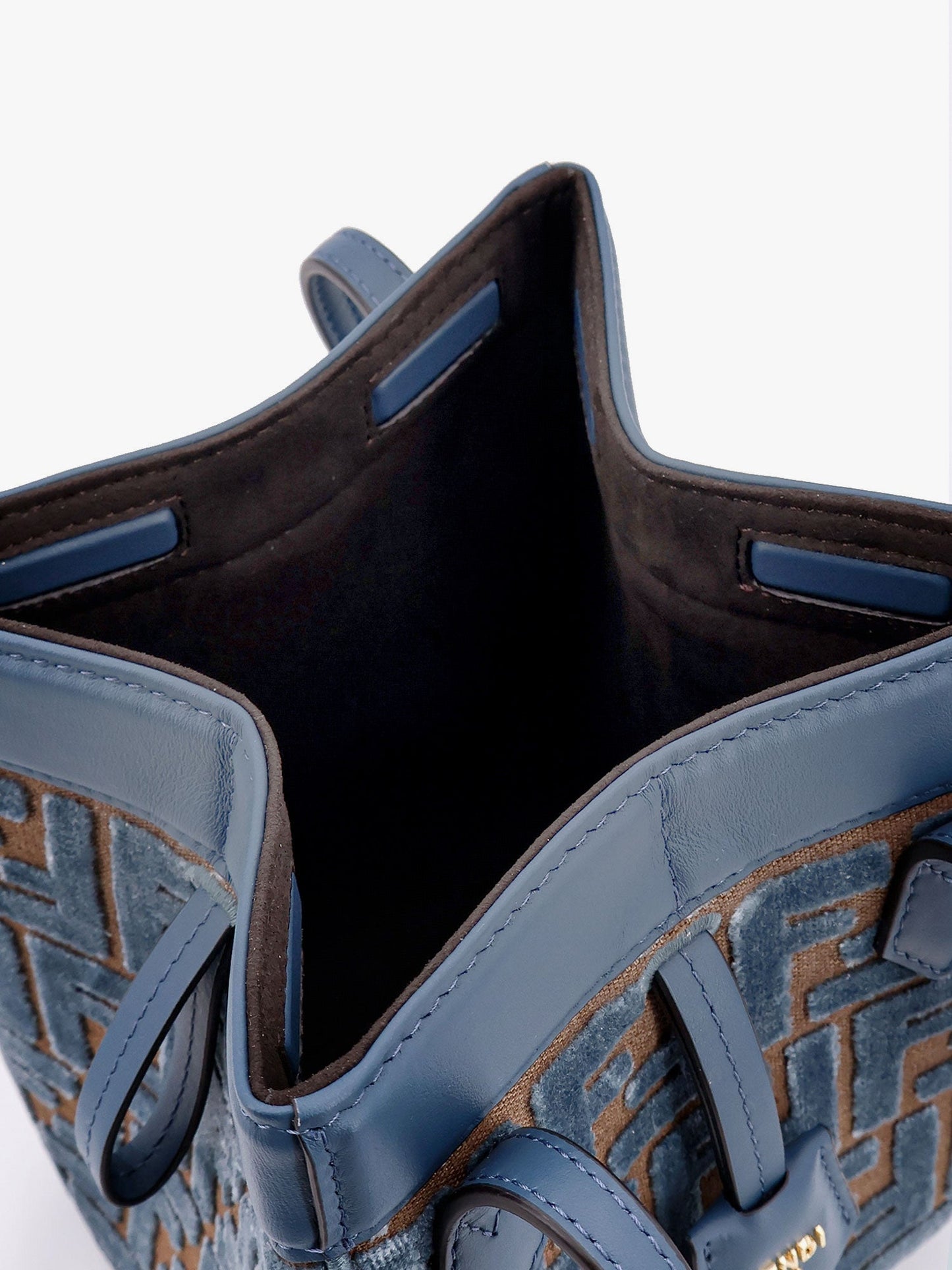 Fendi Convertible Bucket Bag In Velvet With All Over Ff Logo