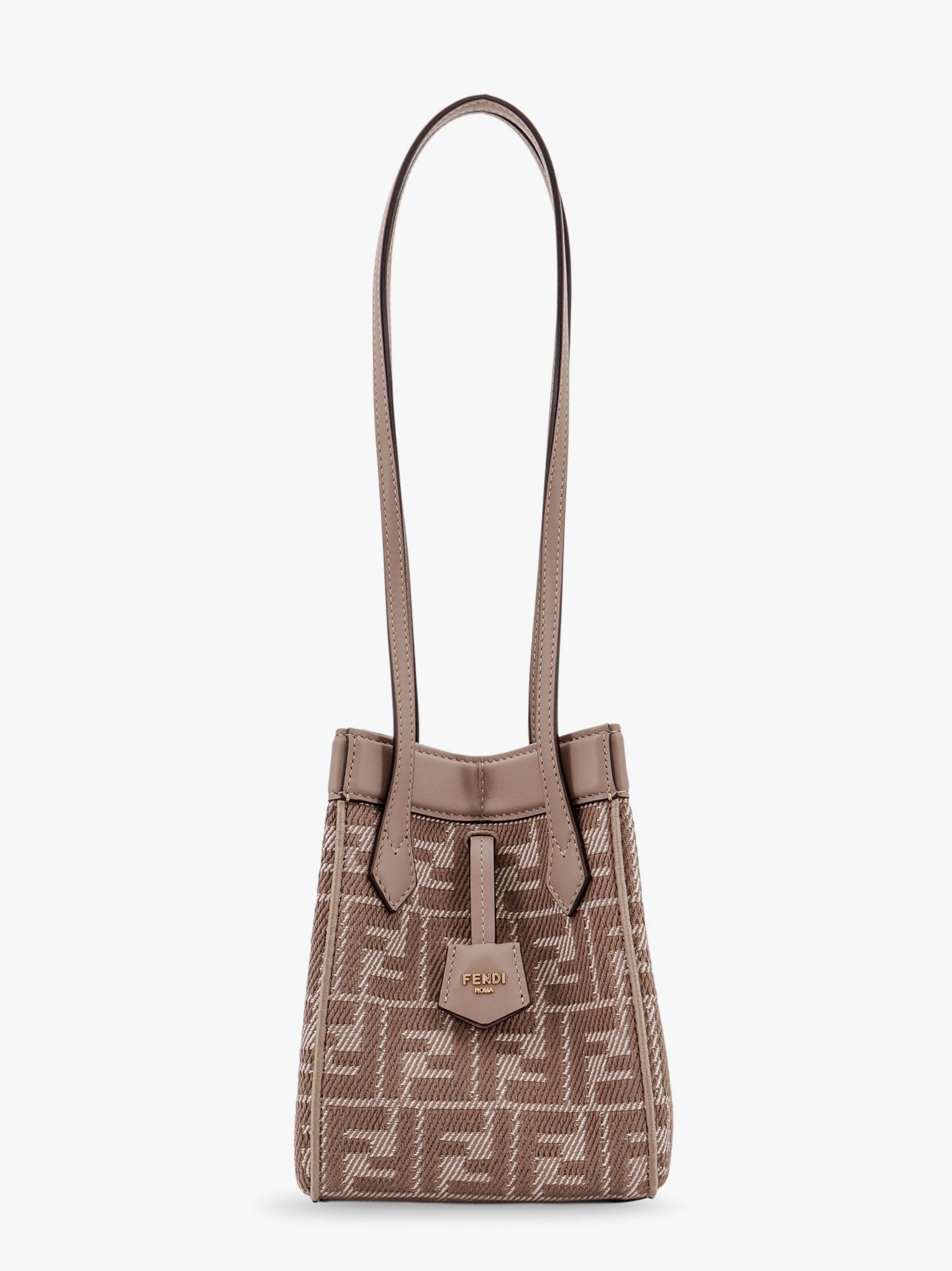 かごバッグ FENDI Origami leather and denim-effect FF jacquard mini-bag Fendi Origami Mini Leather Blue | Fendi