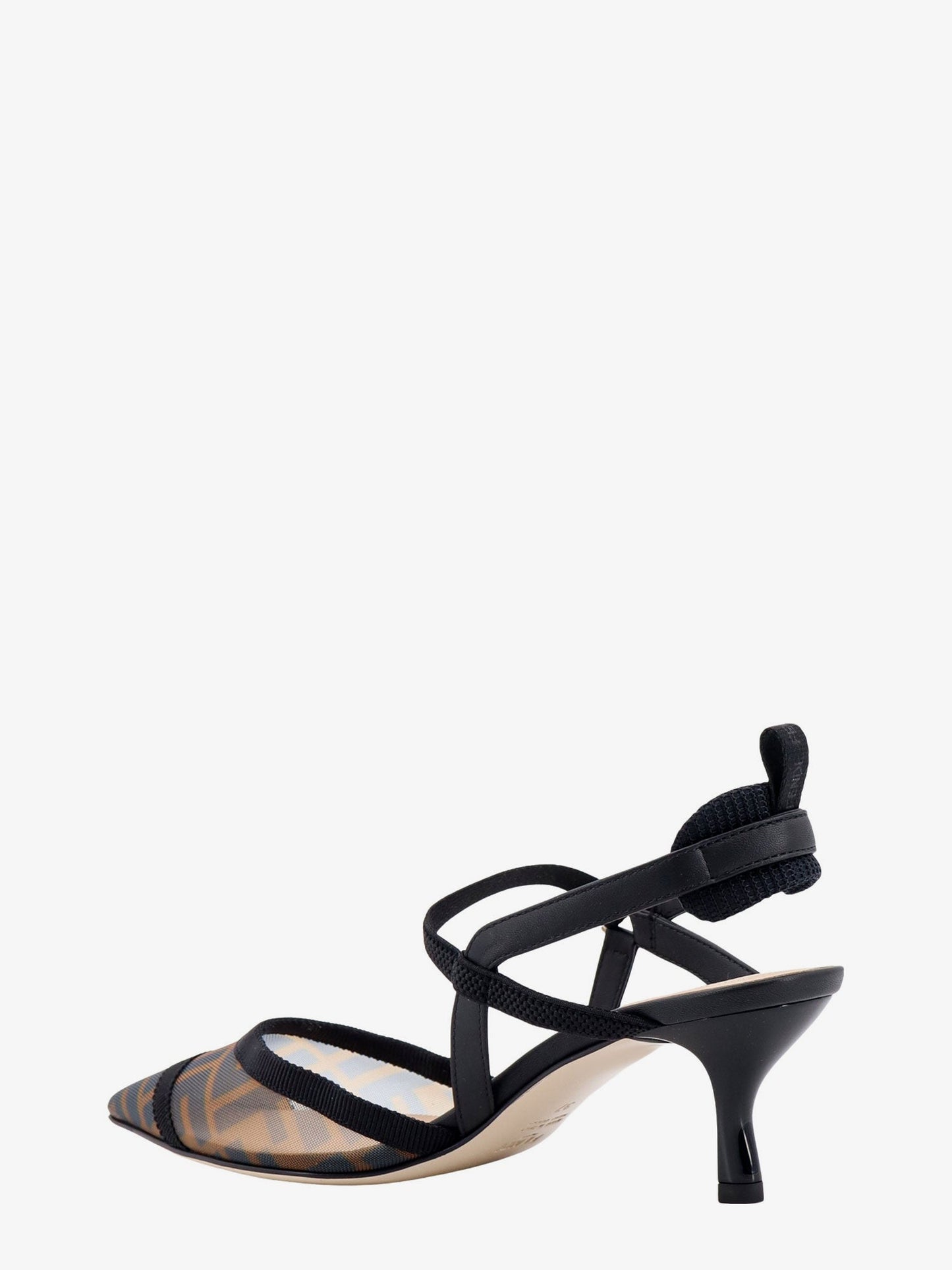 Fendi Colibrì Leather And Mesh Slingback With Ff Motif