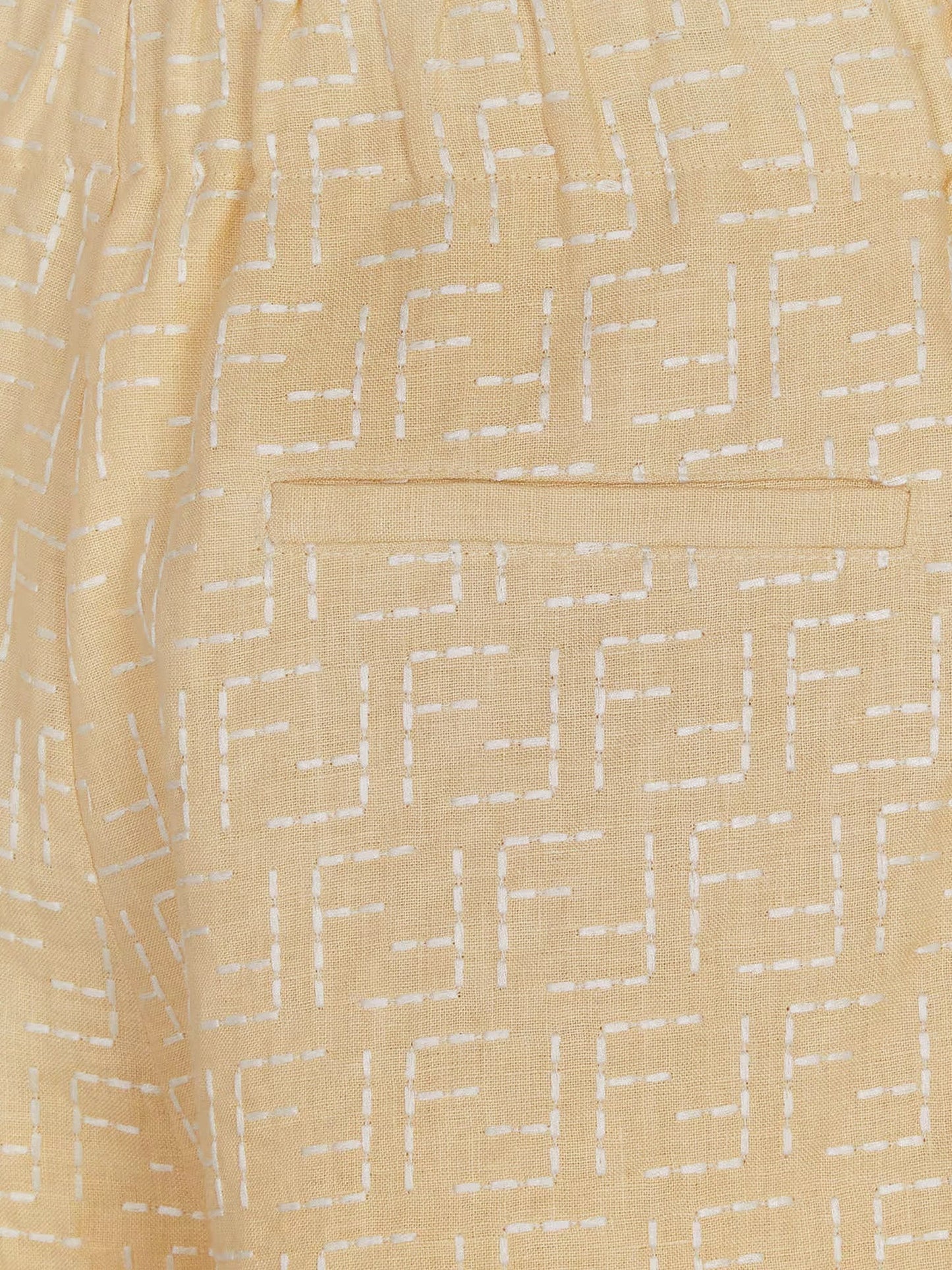 Fendi Jacquard Linen And Cotton Bermuda Shorts With All Over Ff Motif