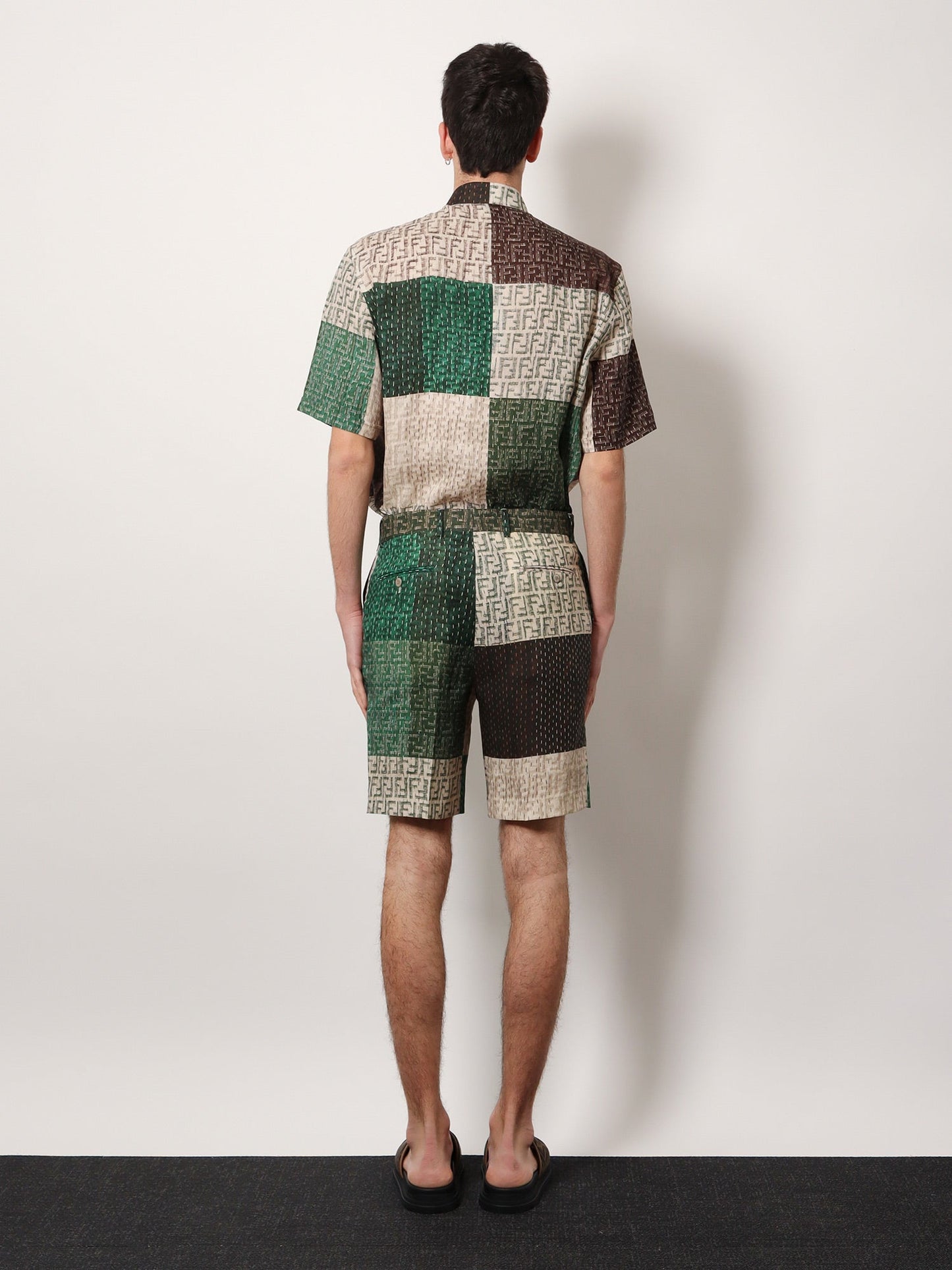 Fendi Linen Bermuda Shorts With All Over Ff Print
