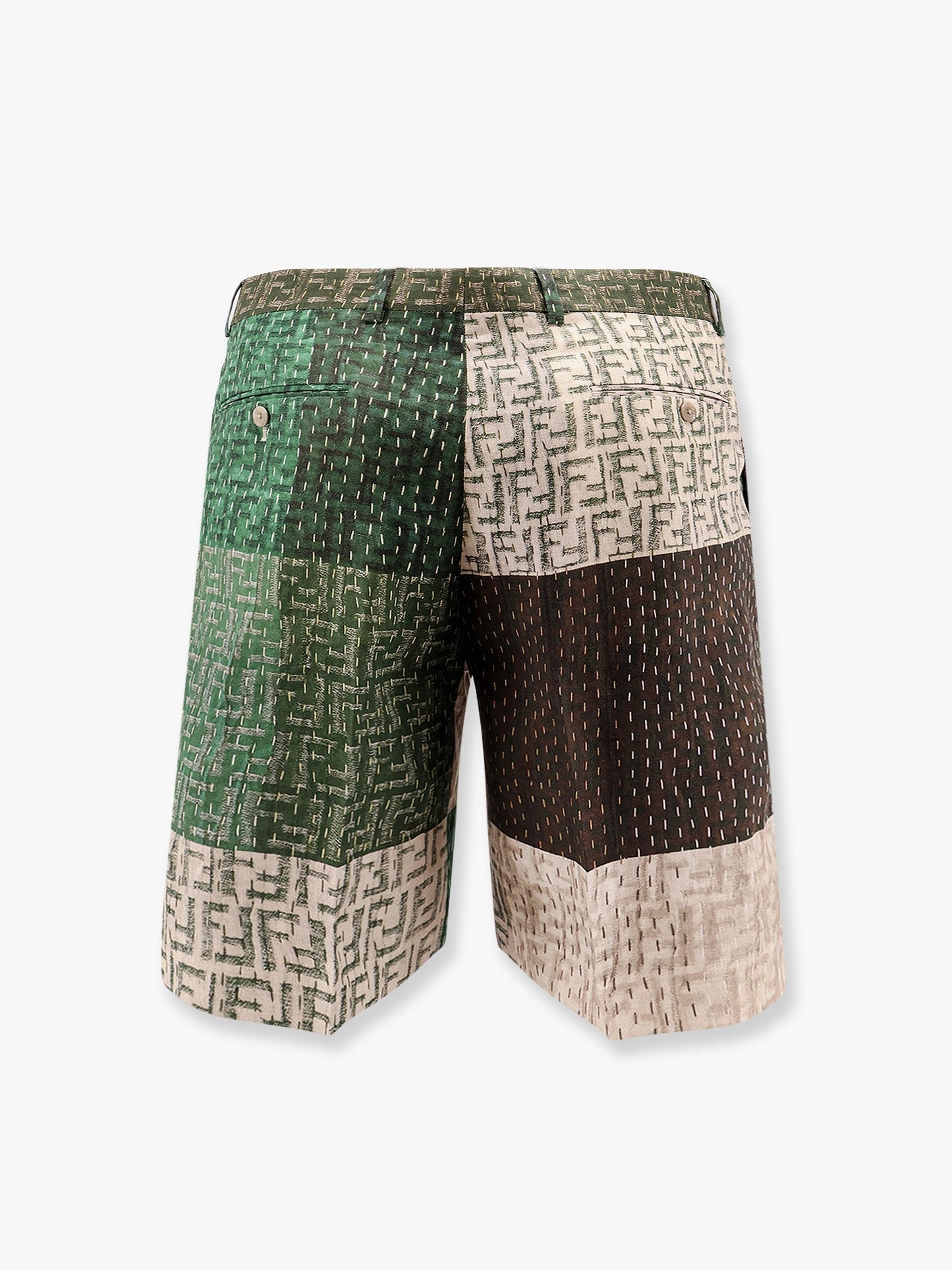 Fendi Linen Bermuda Shorts With All Over Ff Print