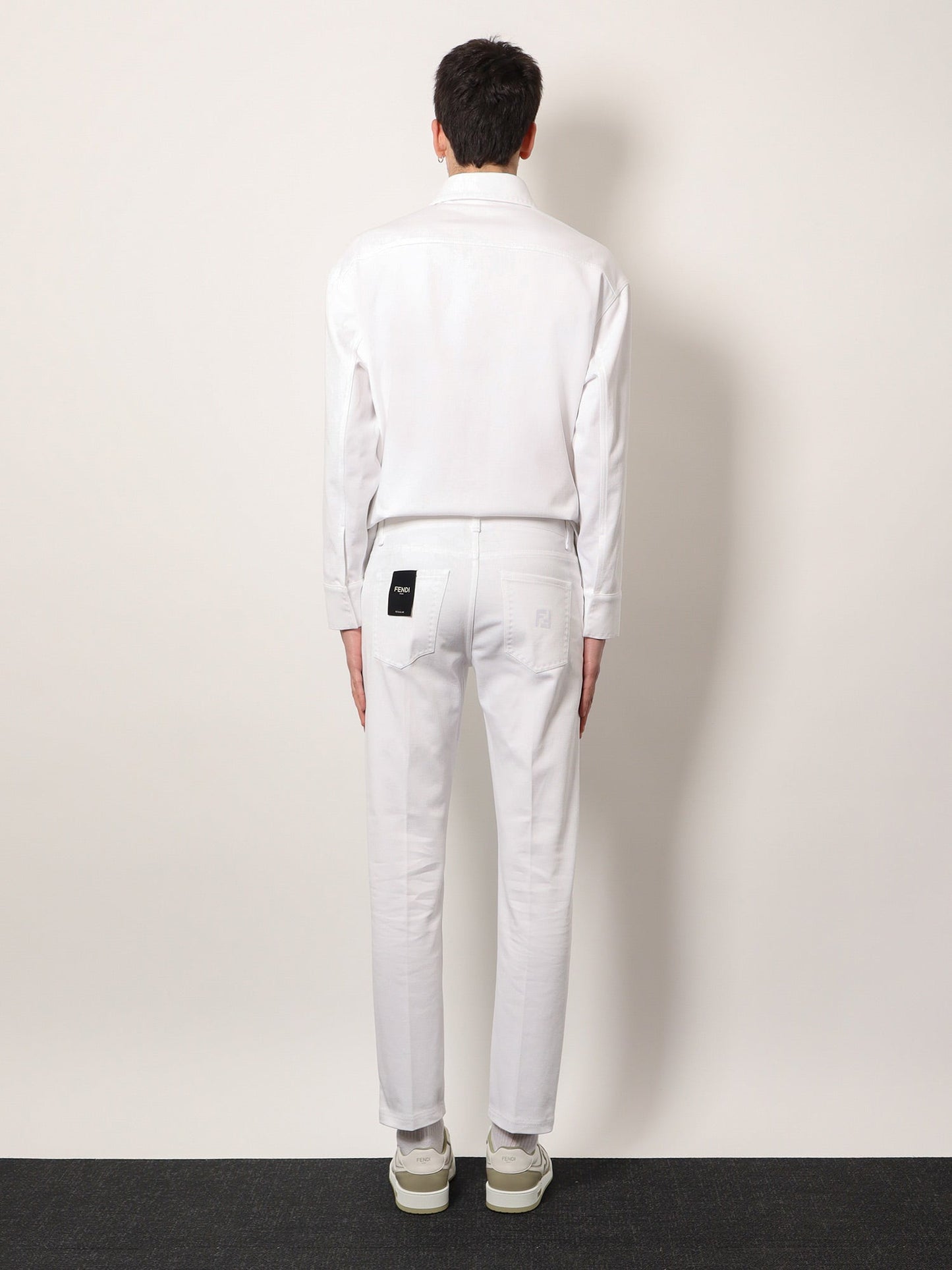 Fendi Regular Fit Denim Trouser With Ff Logo Embroidery