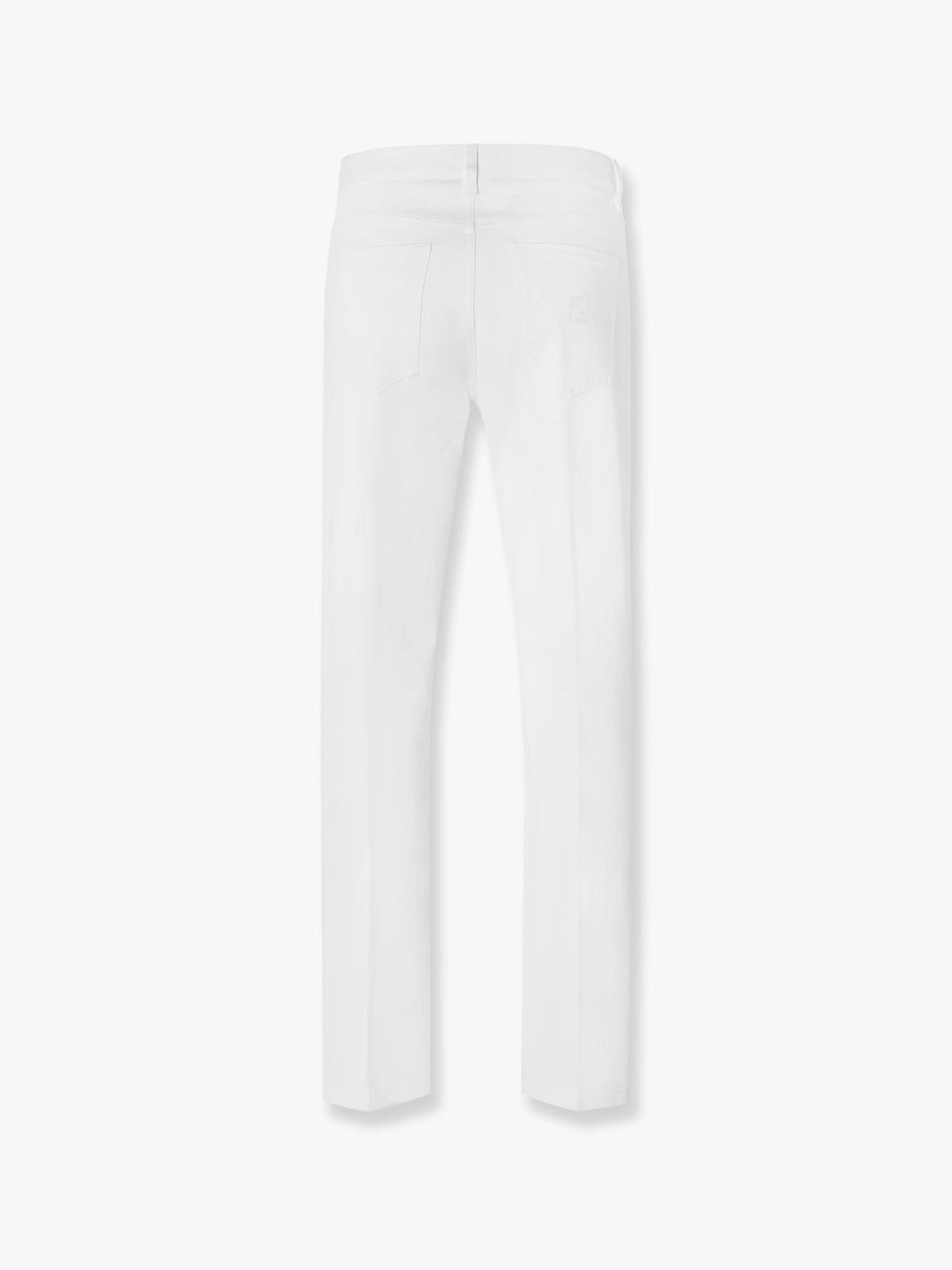 Fendi Regular Fit Denim Trouser With Ff Logo Embroidery