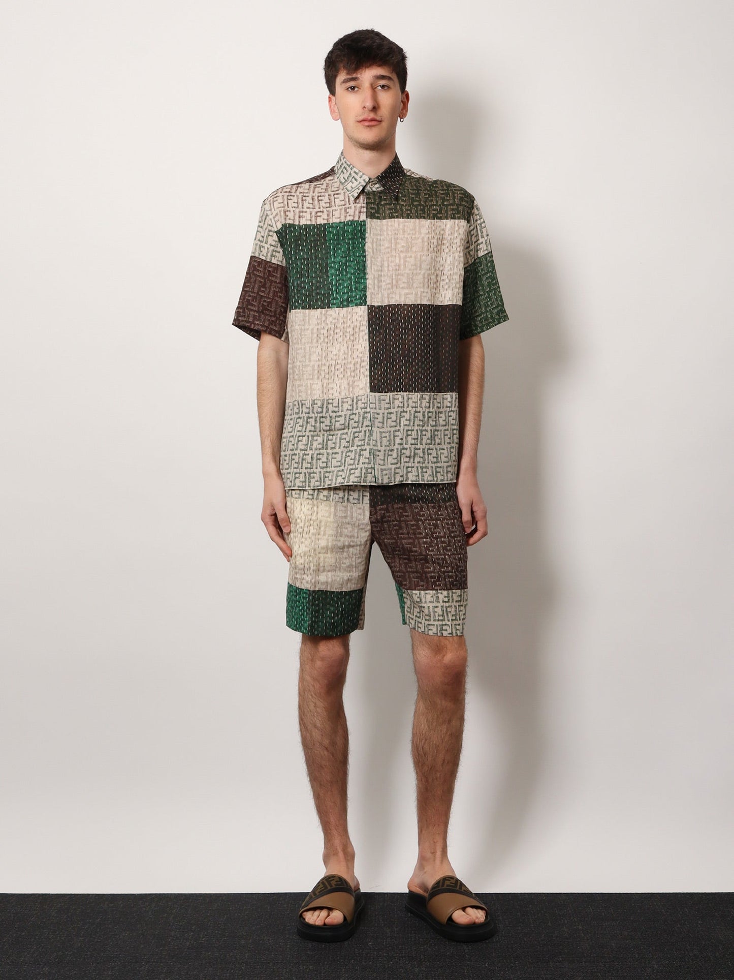Fendi Linen Shirt With All Over Ff Print
