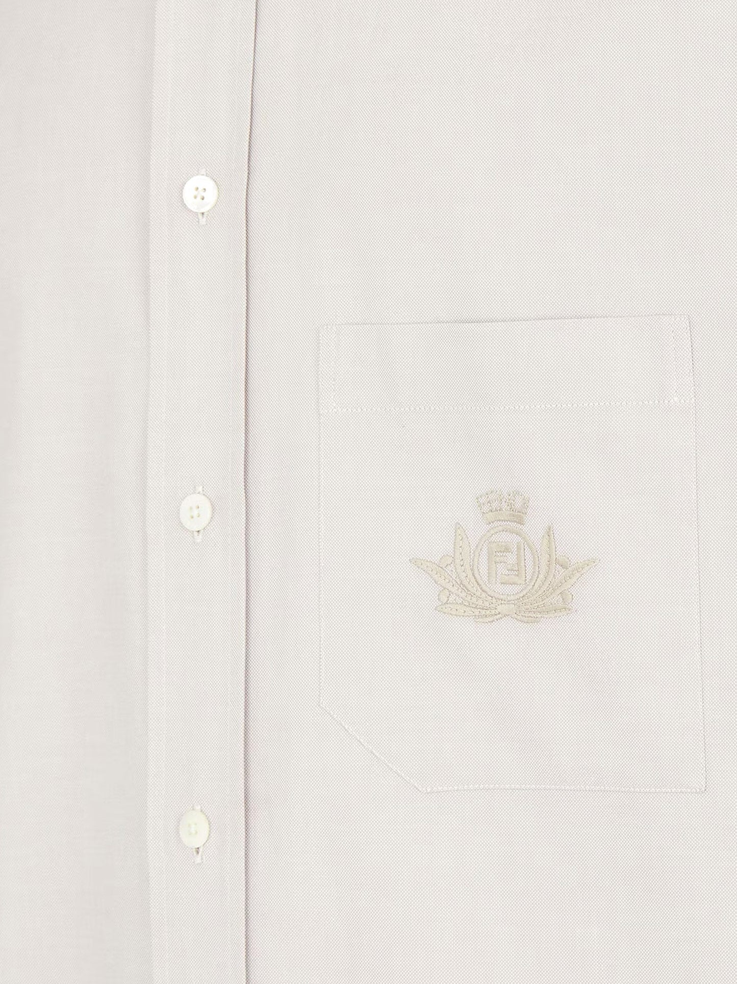 Fendi Oxford Shirt With Fendi Crest Embroidery