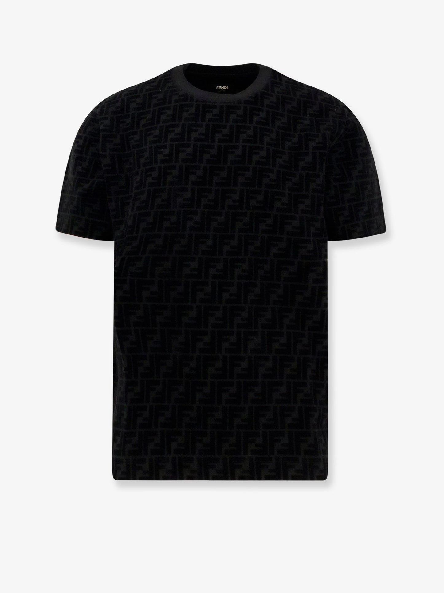 Fendi Cotton Piquet T Shirt With Flocked Ff Motif