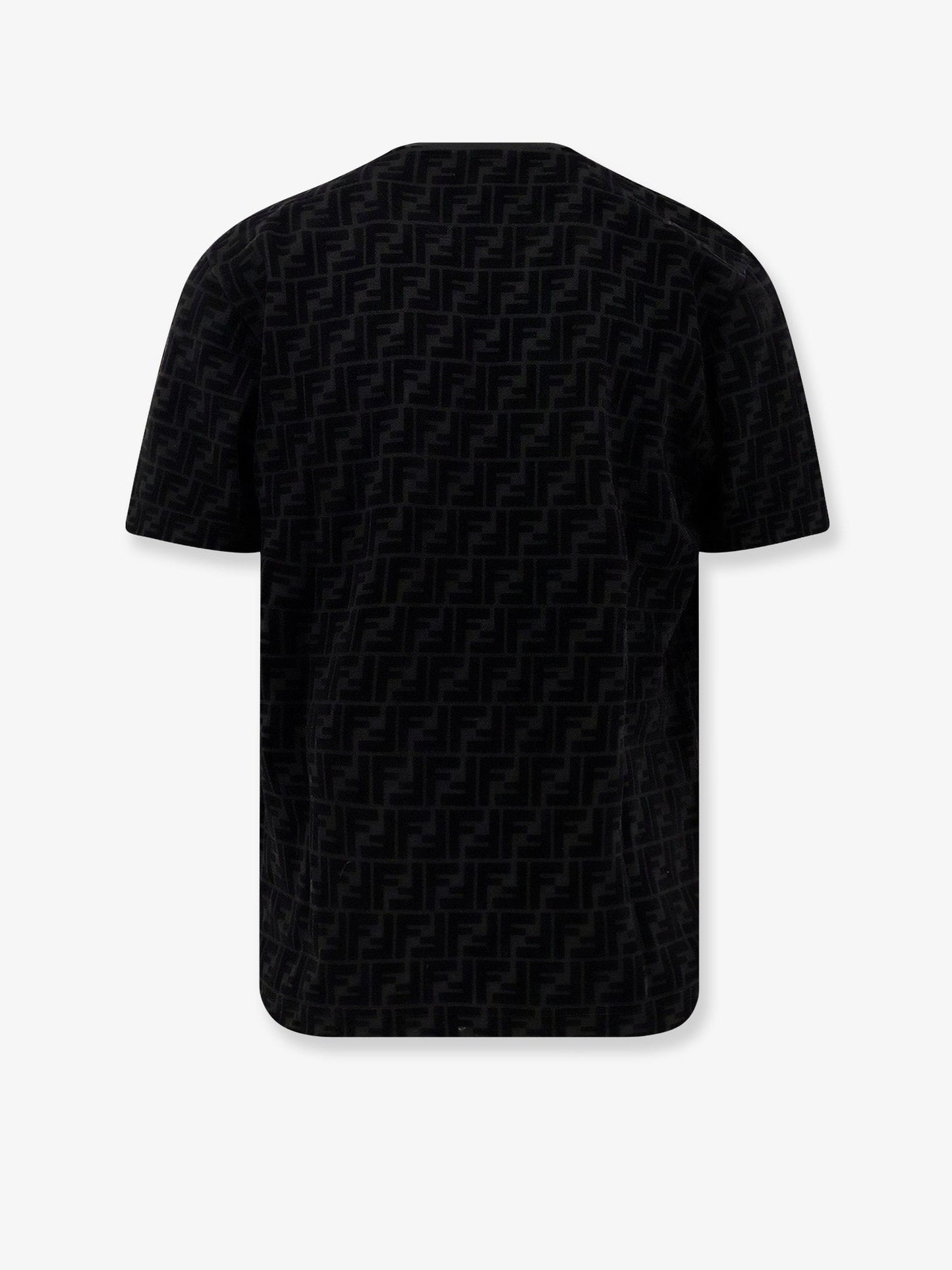 Fendi Cotton Piquet T Shirt With Flocked Ff Motif