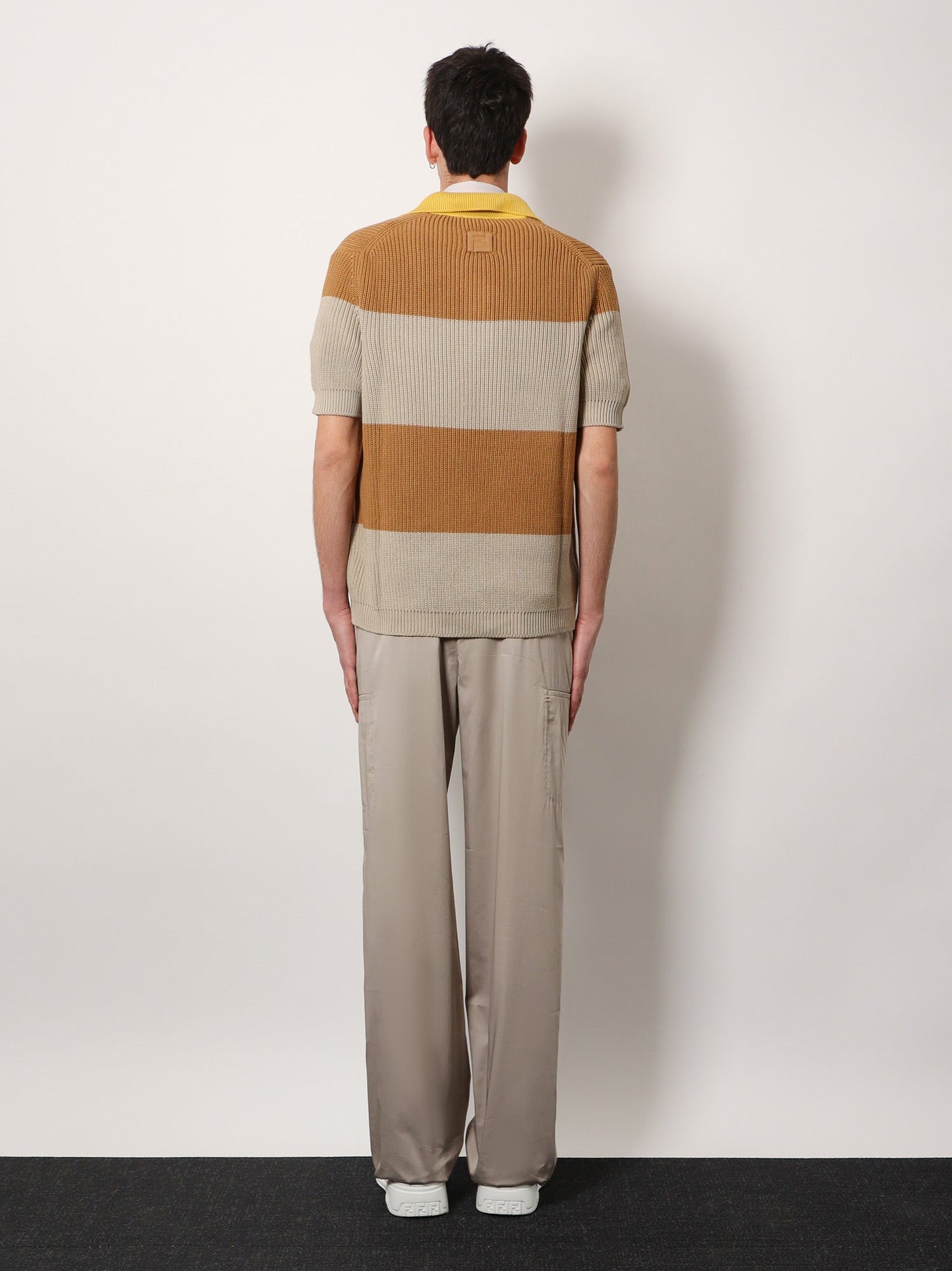 Fendi Striped Cotton Polo Shirt With Fendi Club Coat Of Arms