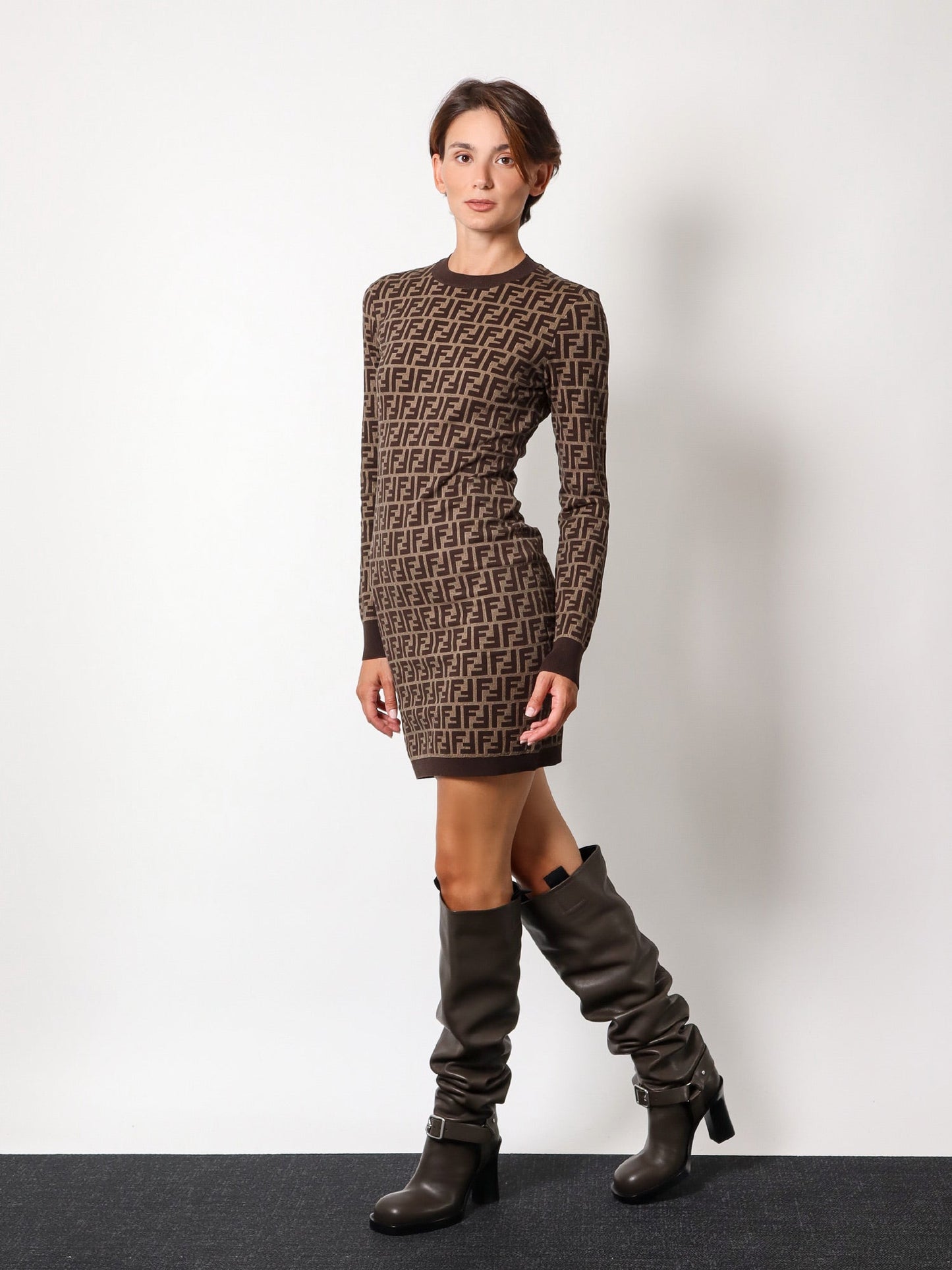 Fendi Cotton Dress With Ff Motif