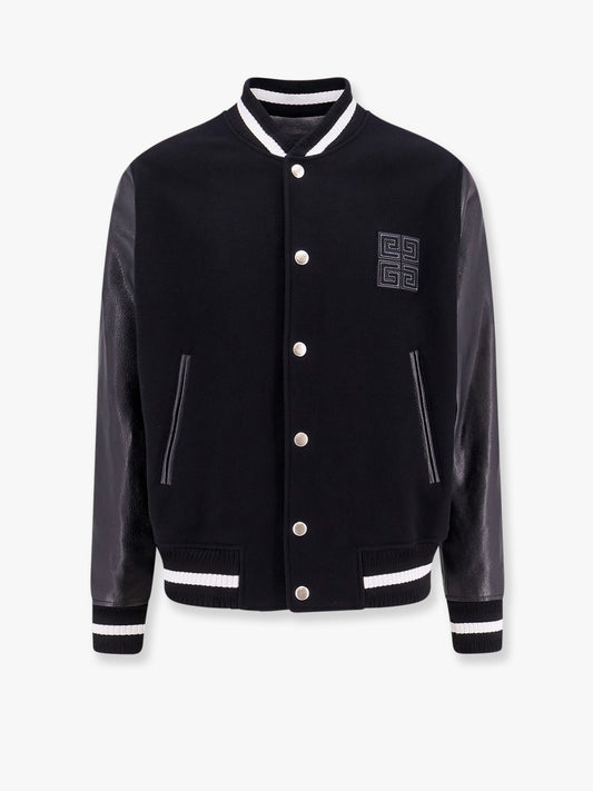 Givenchy Varsity Wool Blend Bomber With Leather Sleeves
