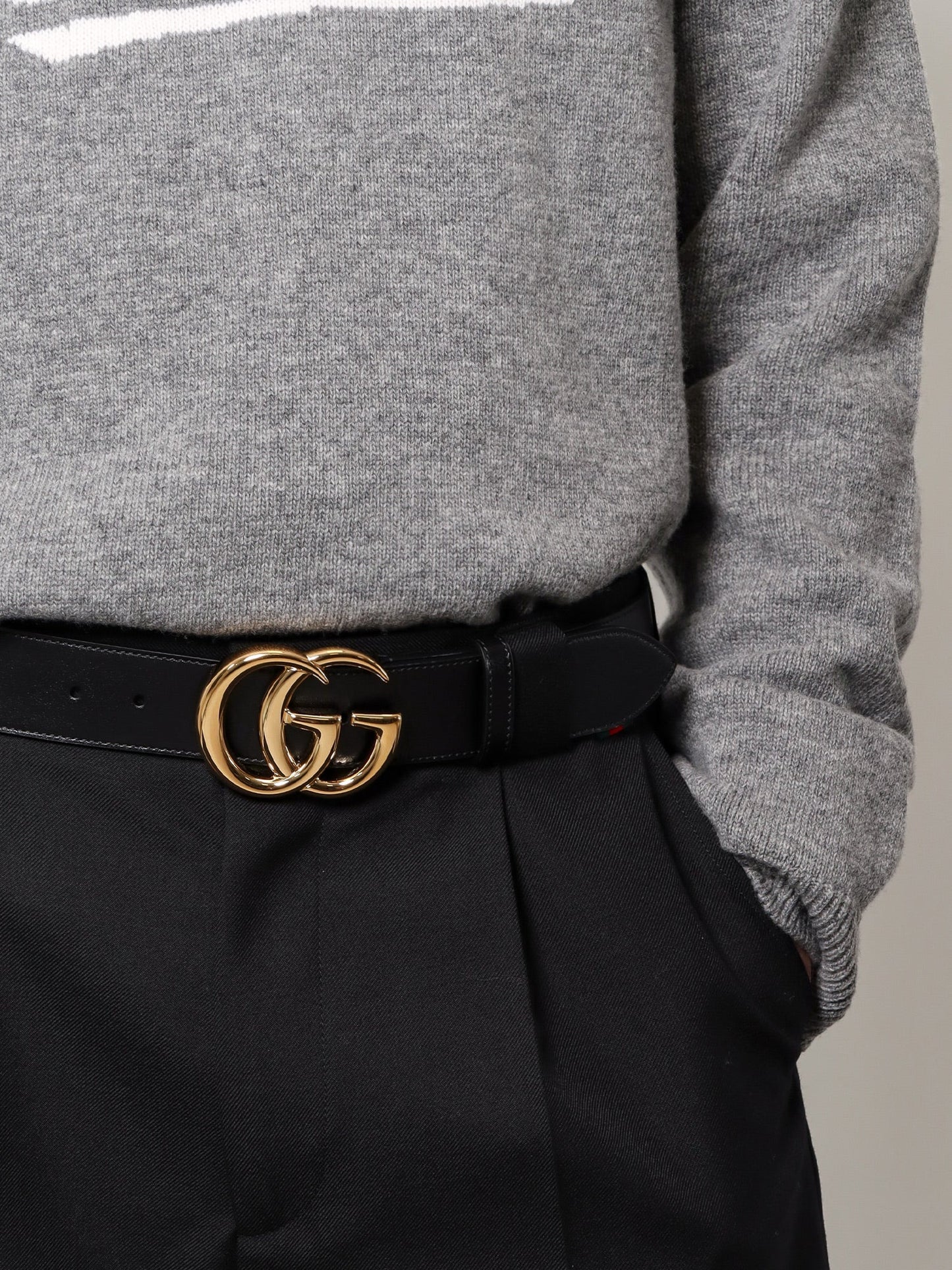 Gucci Gg Marmont Leather Belt With Shiny Buckle