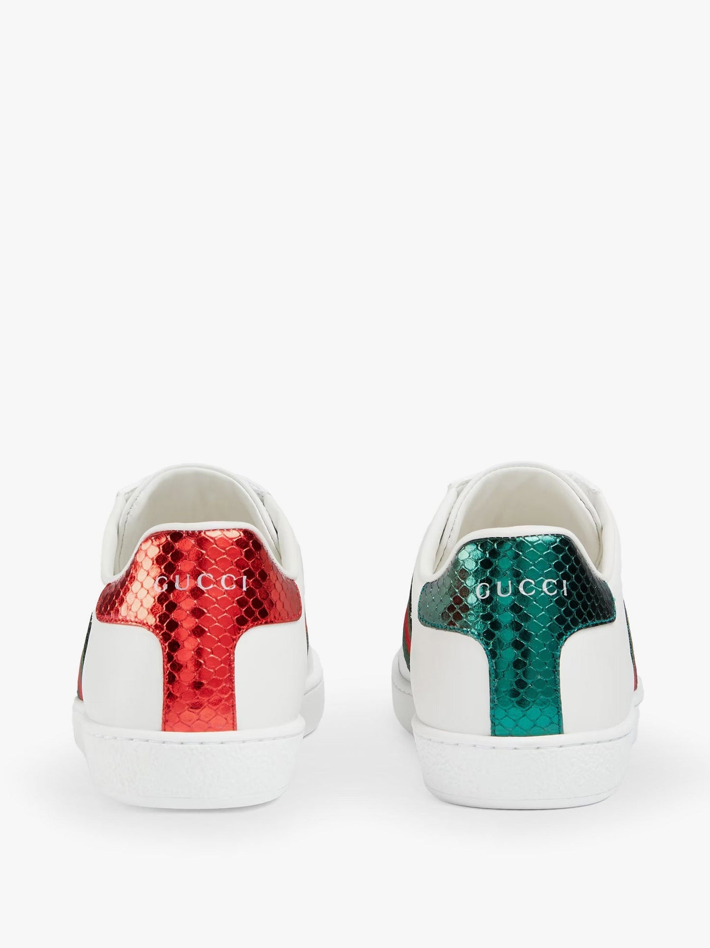 Gucci Ace Low Top Leather Sneakers With Iconic Web Band