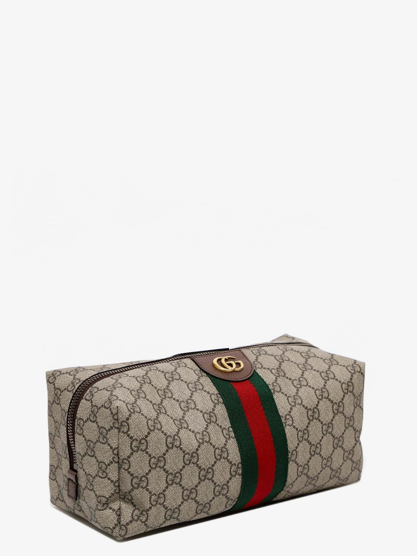 Gucci Gg Supreme Fabric And Leather Beauty Case