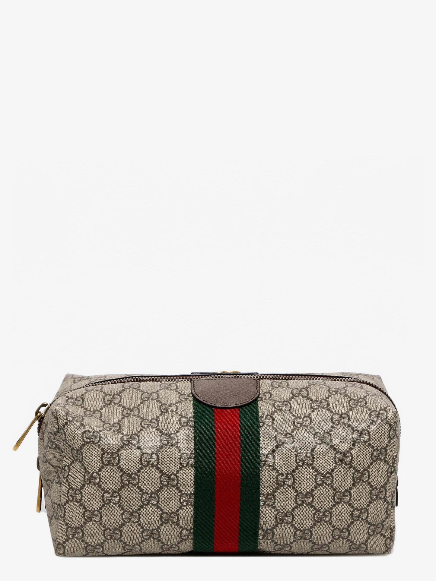 Gucci Gg Supreme Fabric And Leather Beauty Case