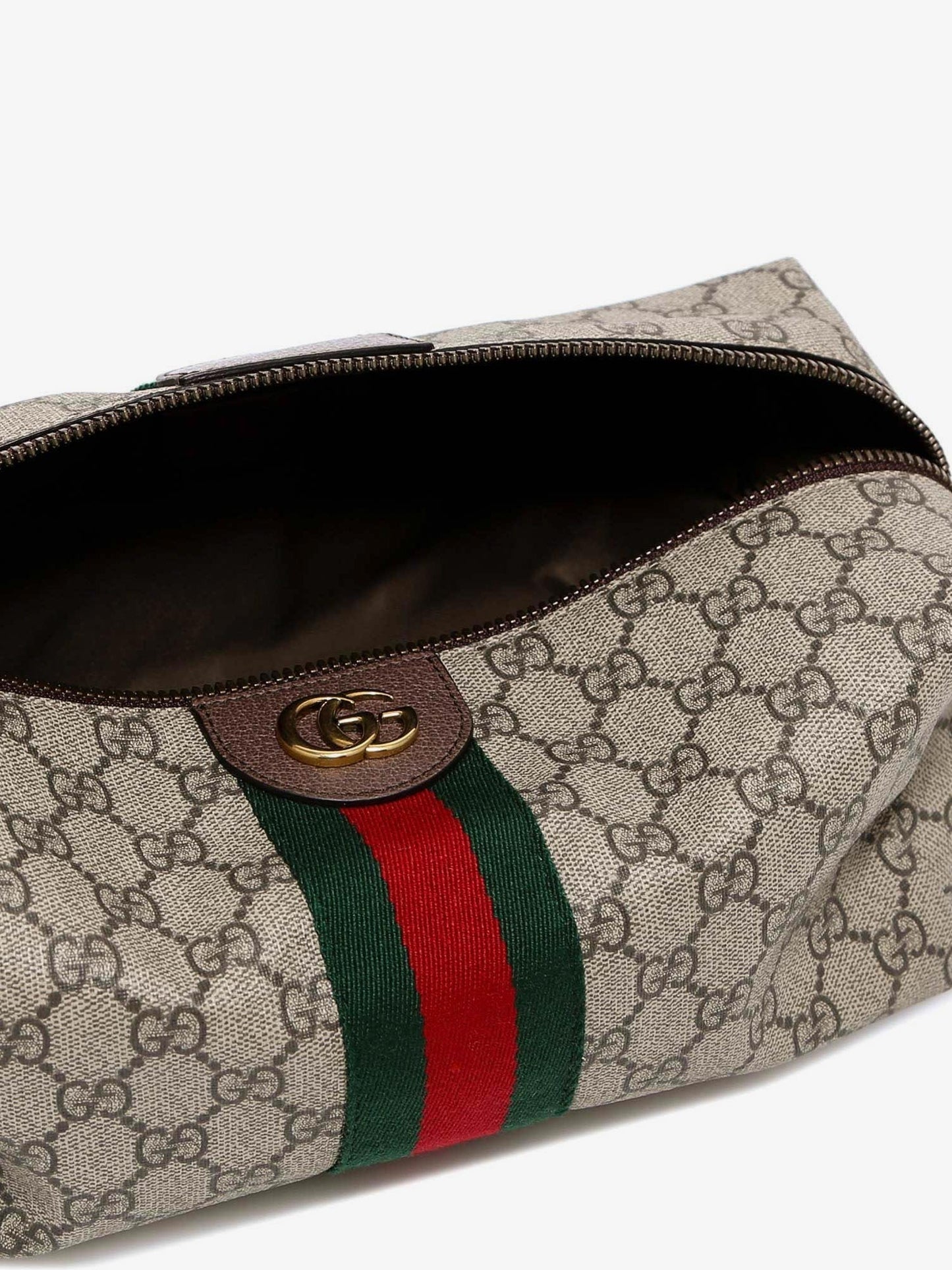 Gucci Gg Supreme Fabric And Leather Beauty Case