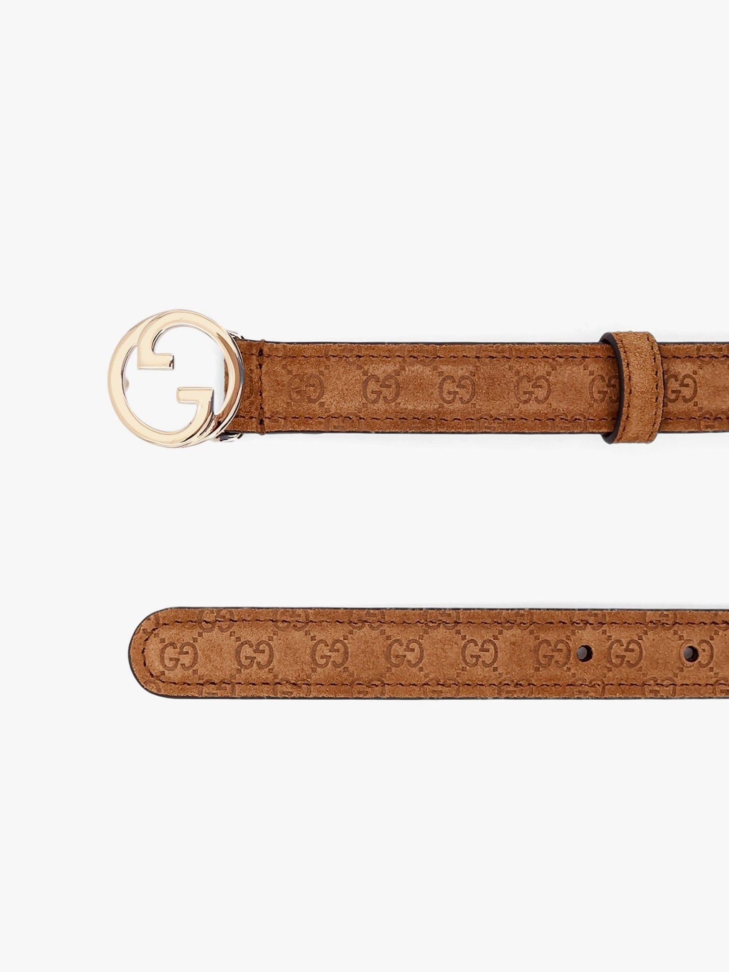 Gucci Suede Belt With All Over Gg Motif