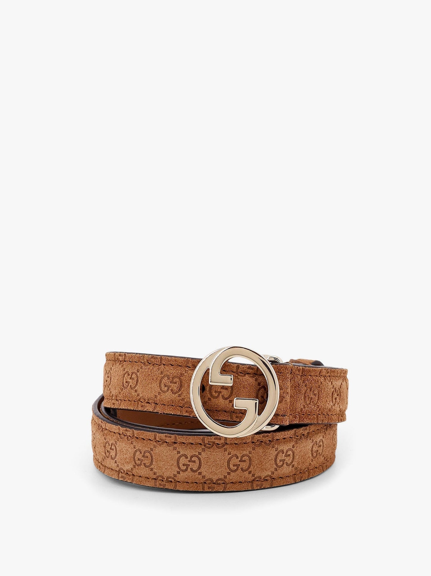 Gucci Suede Belt With All Over Gg Motif