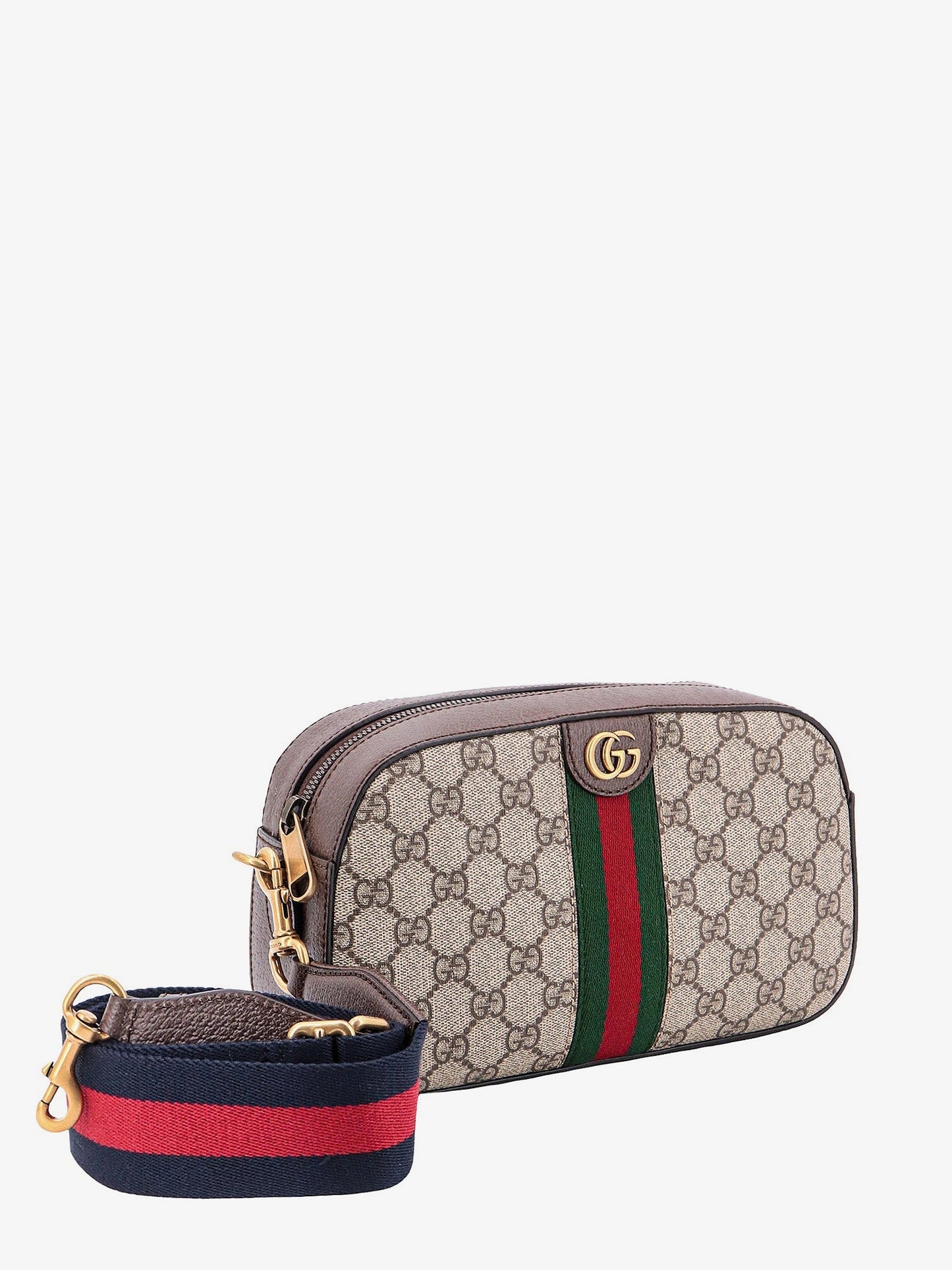 Gucci Gg Supreme Fabric And Leather Shoulder Bag