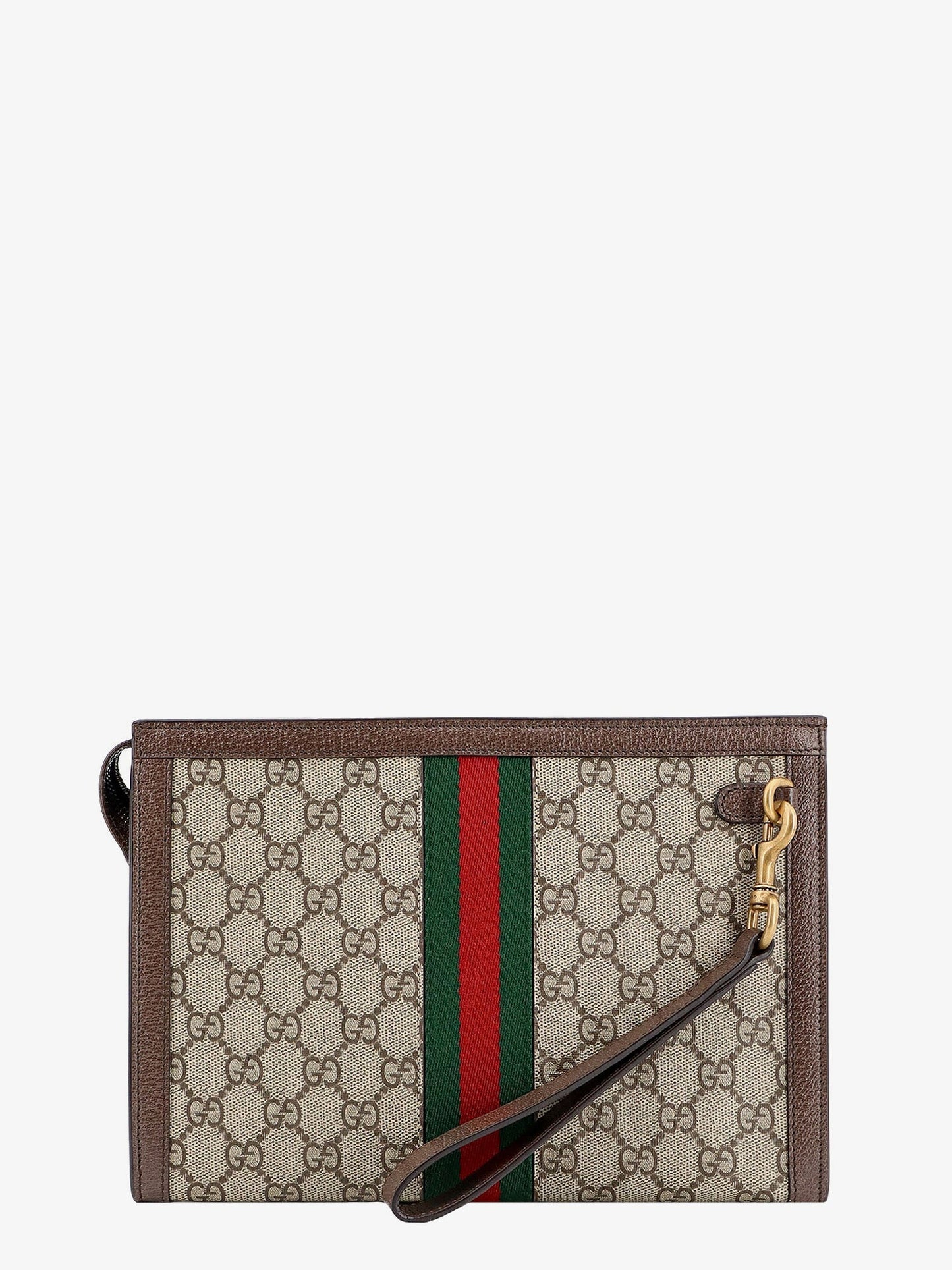 Gucci Gg Supreme Fabric And Leather Clutch
