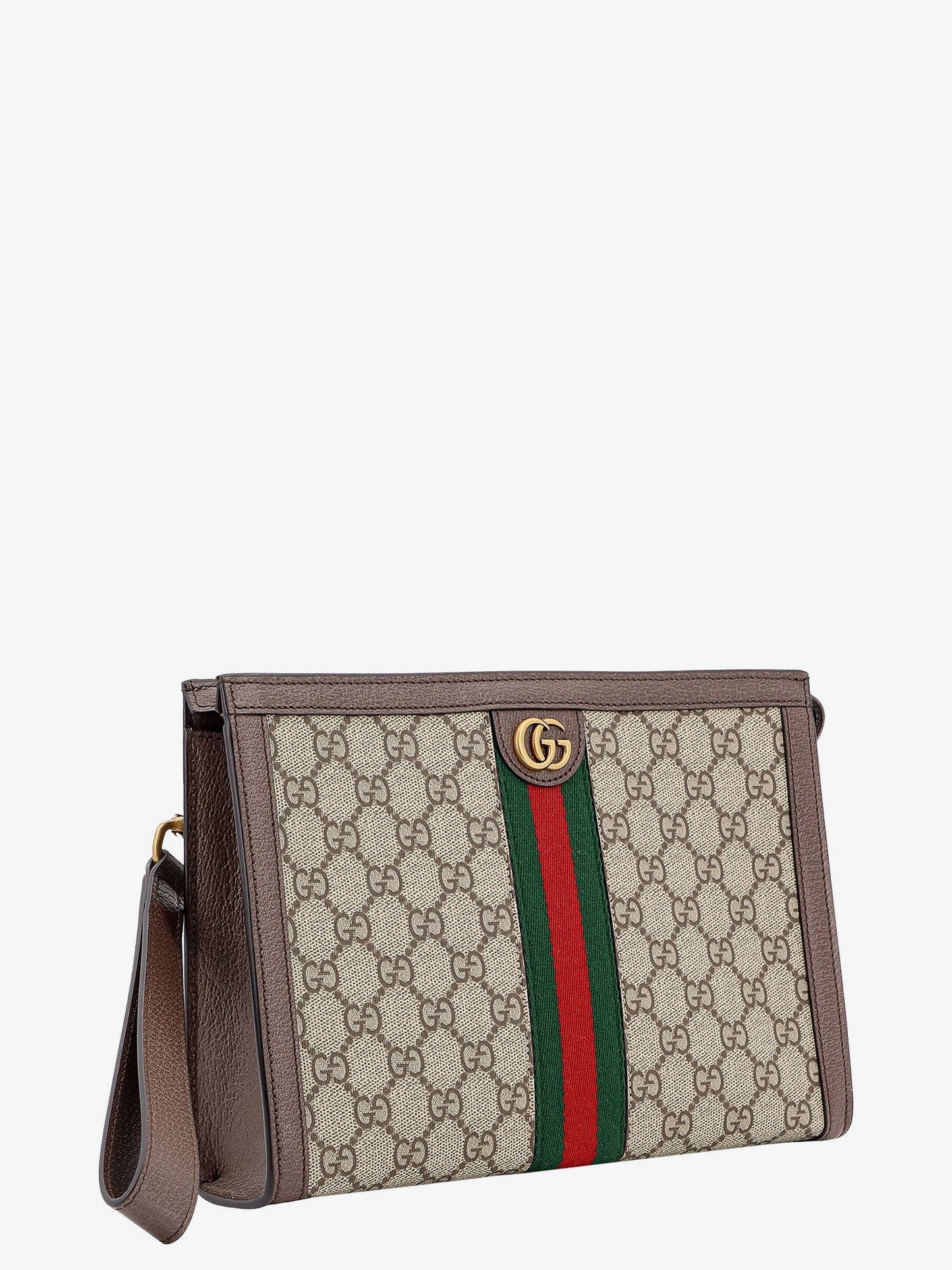 Gucci Gg Supreme Fabric And Leather Clutch
