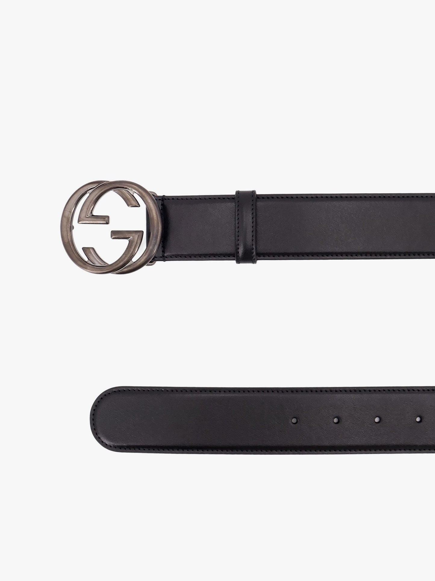 Gucci Leather Belt With Incrocio Gg Buckle