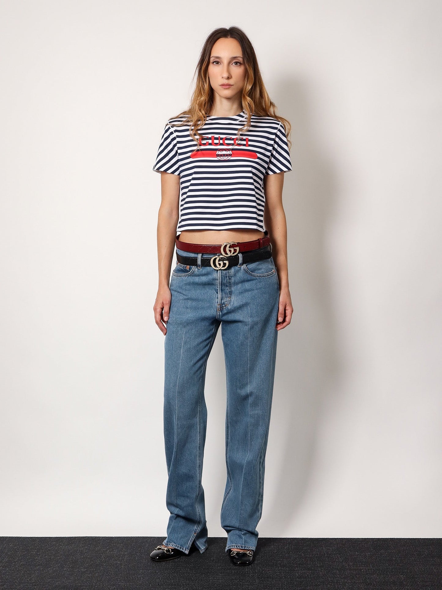 Gucci Cotton Jeans With Rossa Ancora Back Logo Patch