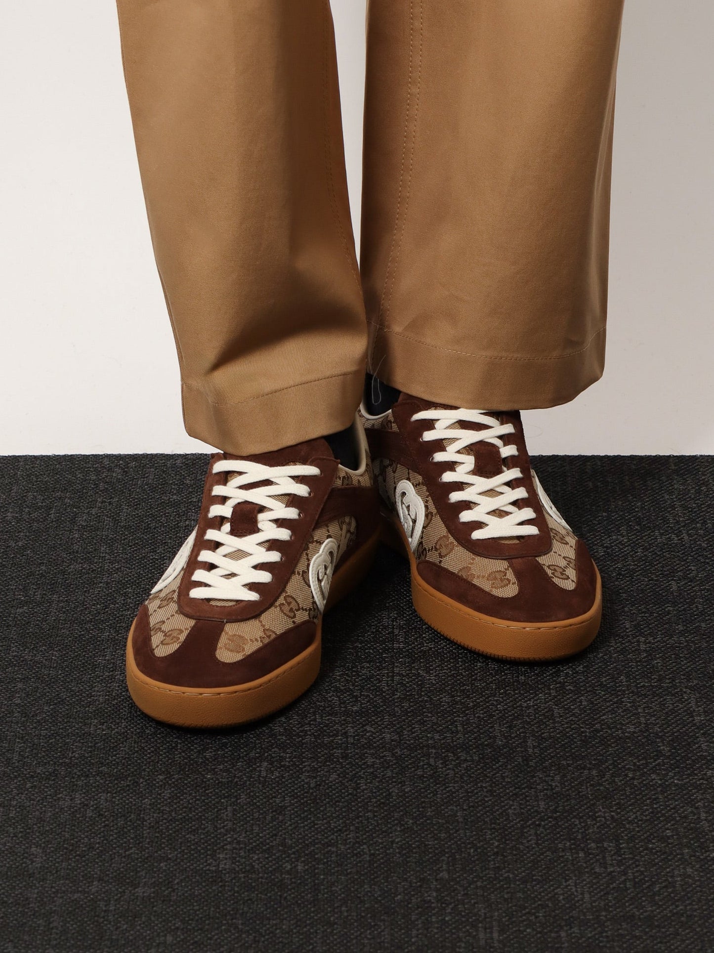 Gucci Suede And Gg Fabric Low Top Sneakers