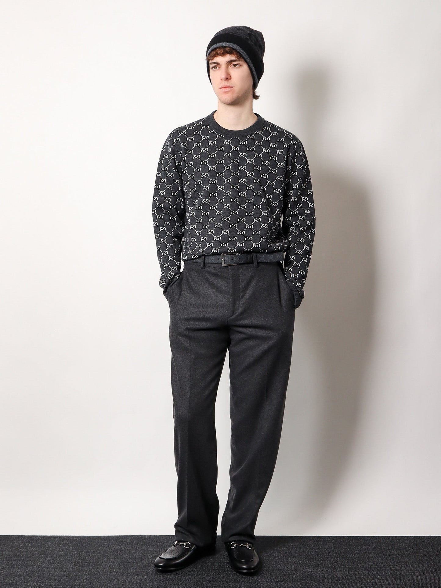 Gucci Wool Sweater With All Over Gg Motif